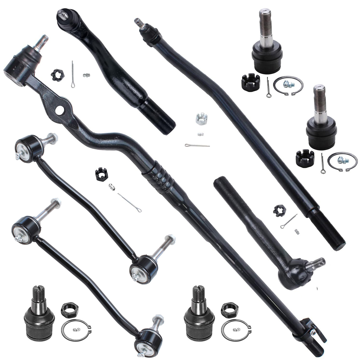 10pc Front Ball Joints Drag Link Tie Rods Sway Bar Links Suspension Kit