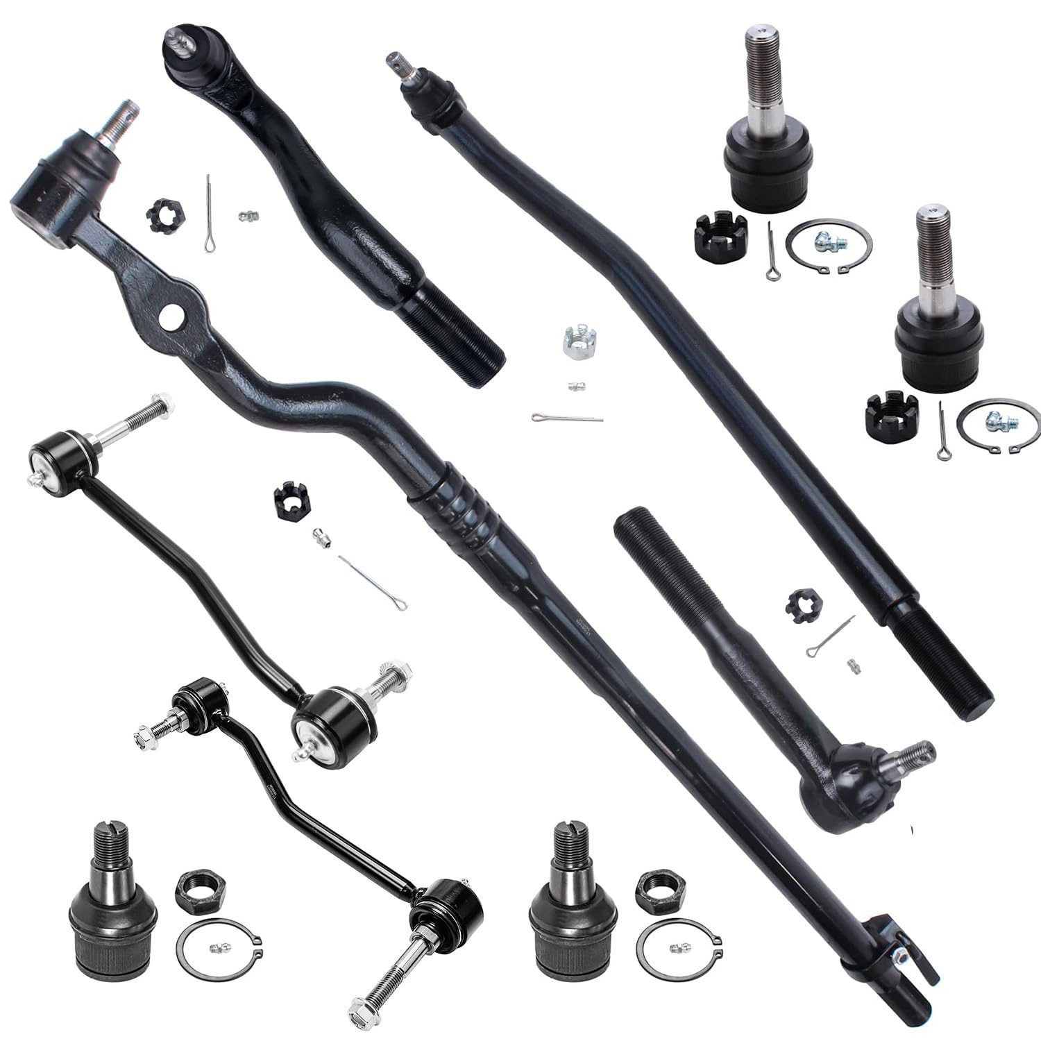 10pc Front Ball Joints Drag Link Tie Rods Sway Bar Links Suspension Kit