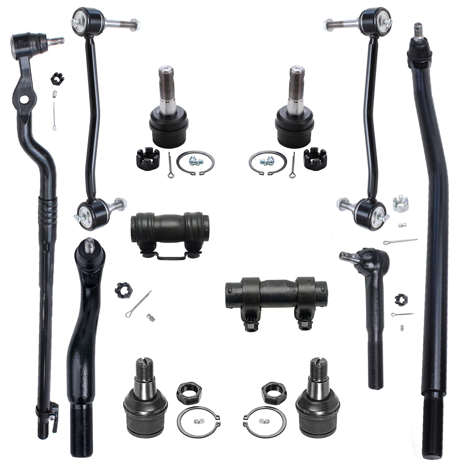12pc Front Ball Joints Tie Rods Adjusting Sleeves Sway Bar Links Suspension Kit