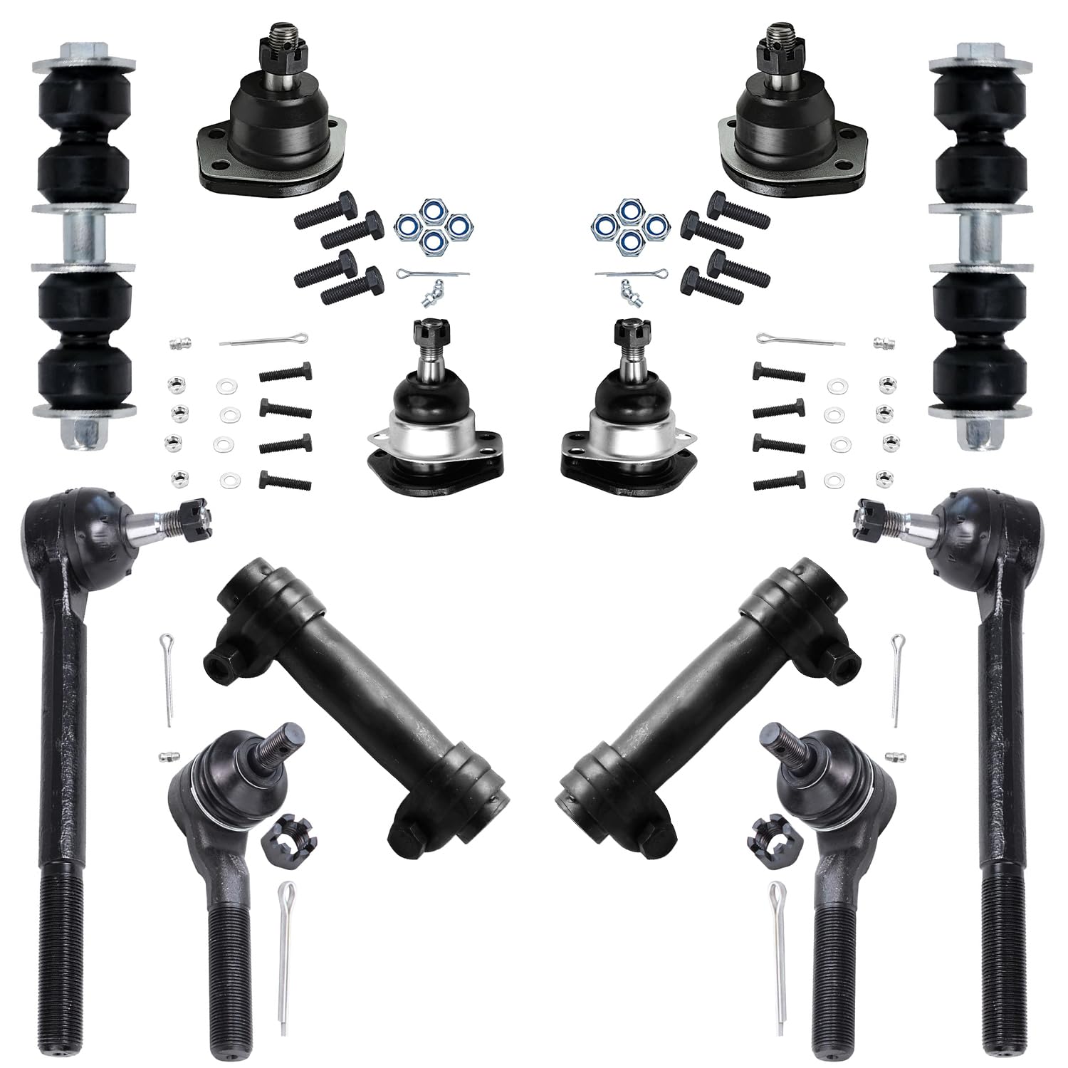 12pc Front Inner Outer Tie Rods Ball Joints Sway Bar Links Suspension Kit