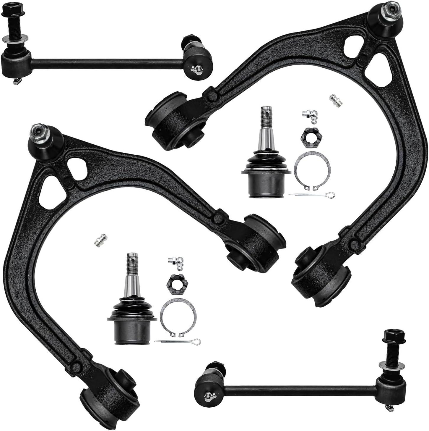 6pc Front Upper Control Arms Sway Bar Links Lower Ball Joints Suspension Kit