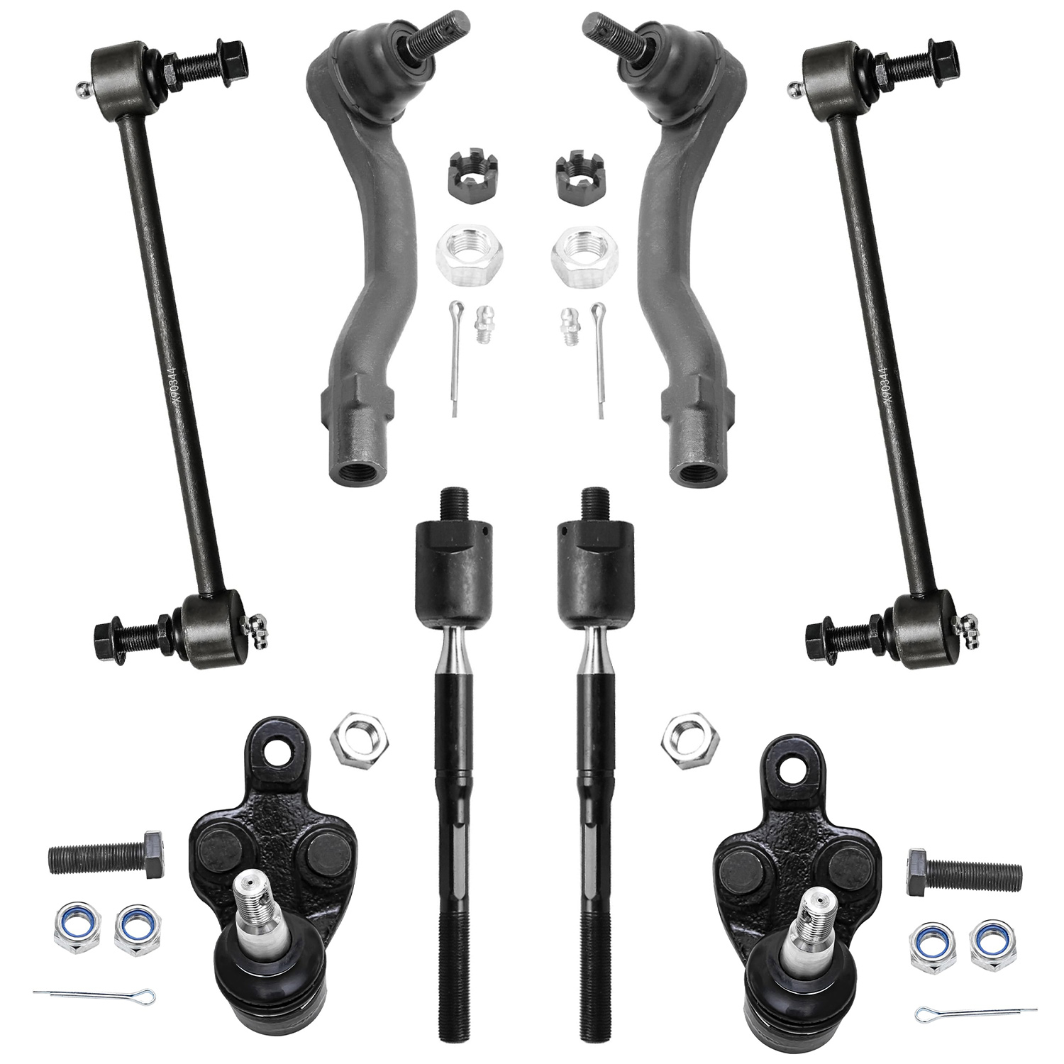 8pc Front Inner Outer Tie Rods Sway Bar Links Ball Joints Suspension Kit