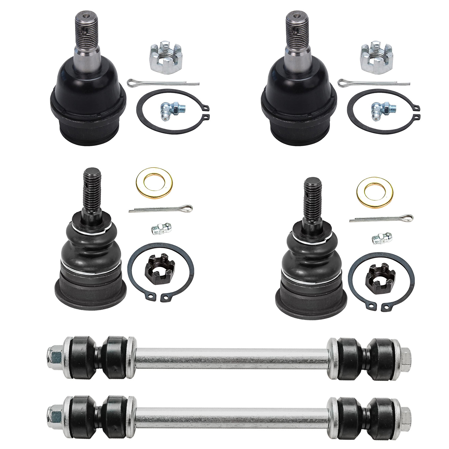 6pc Front Upper Lower Ball Joints Sway Bar Links Suspension Kit