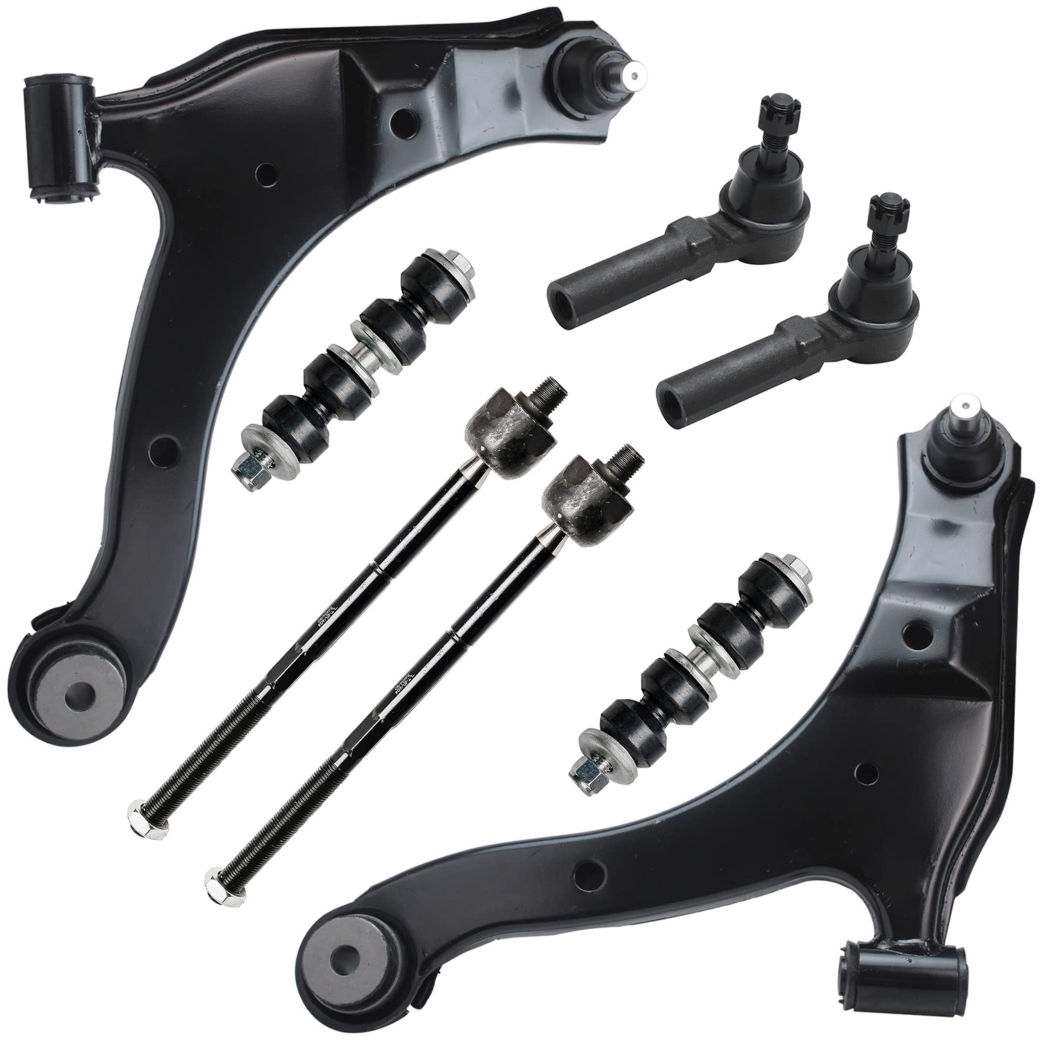 8pc Front Lower Control Arms Tie Rods Sway Bar Links Suspension Kit