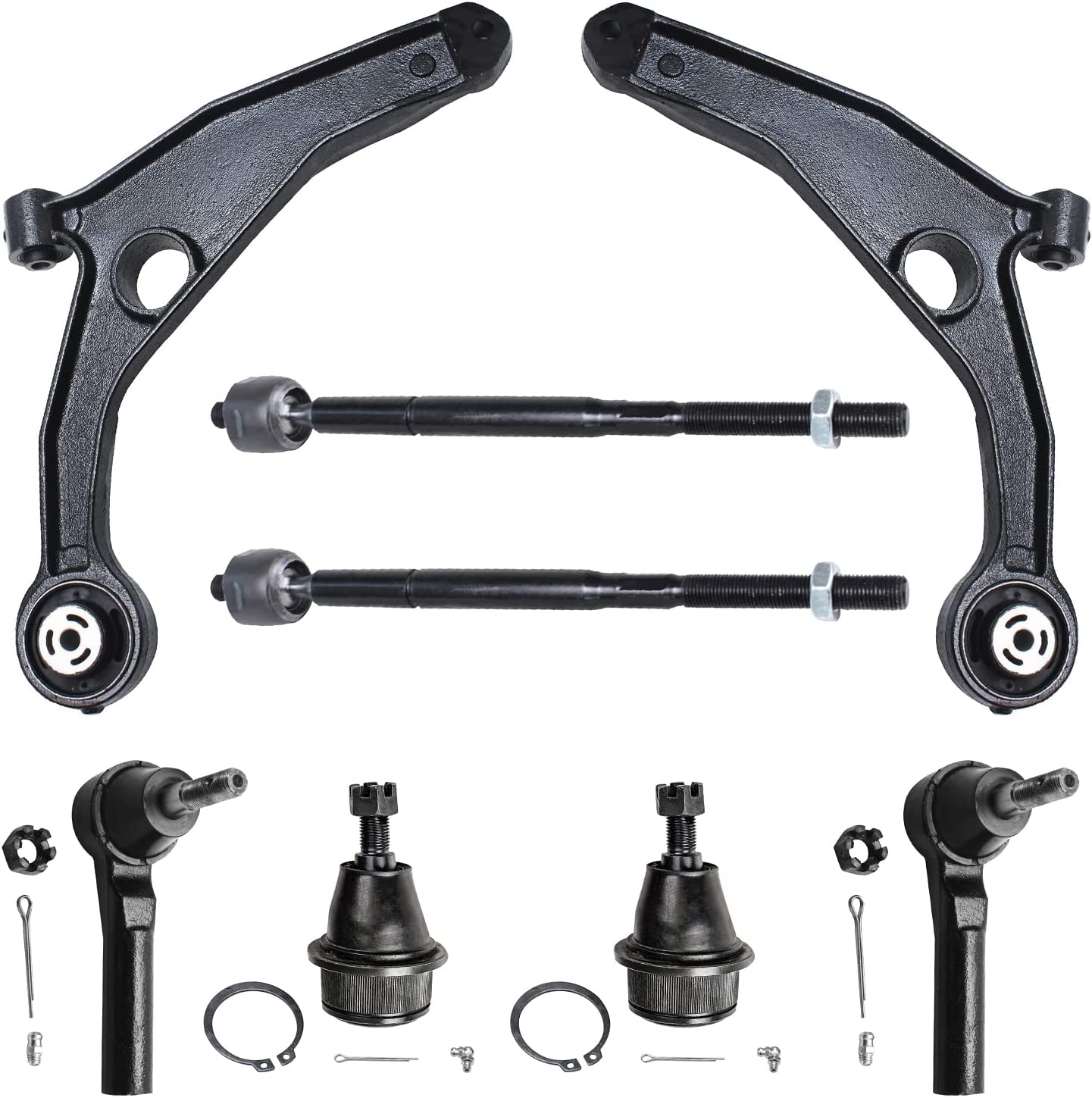 8pc Front Lower Control Arms Ball Joints Tie Rods Suspension Kit
