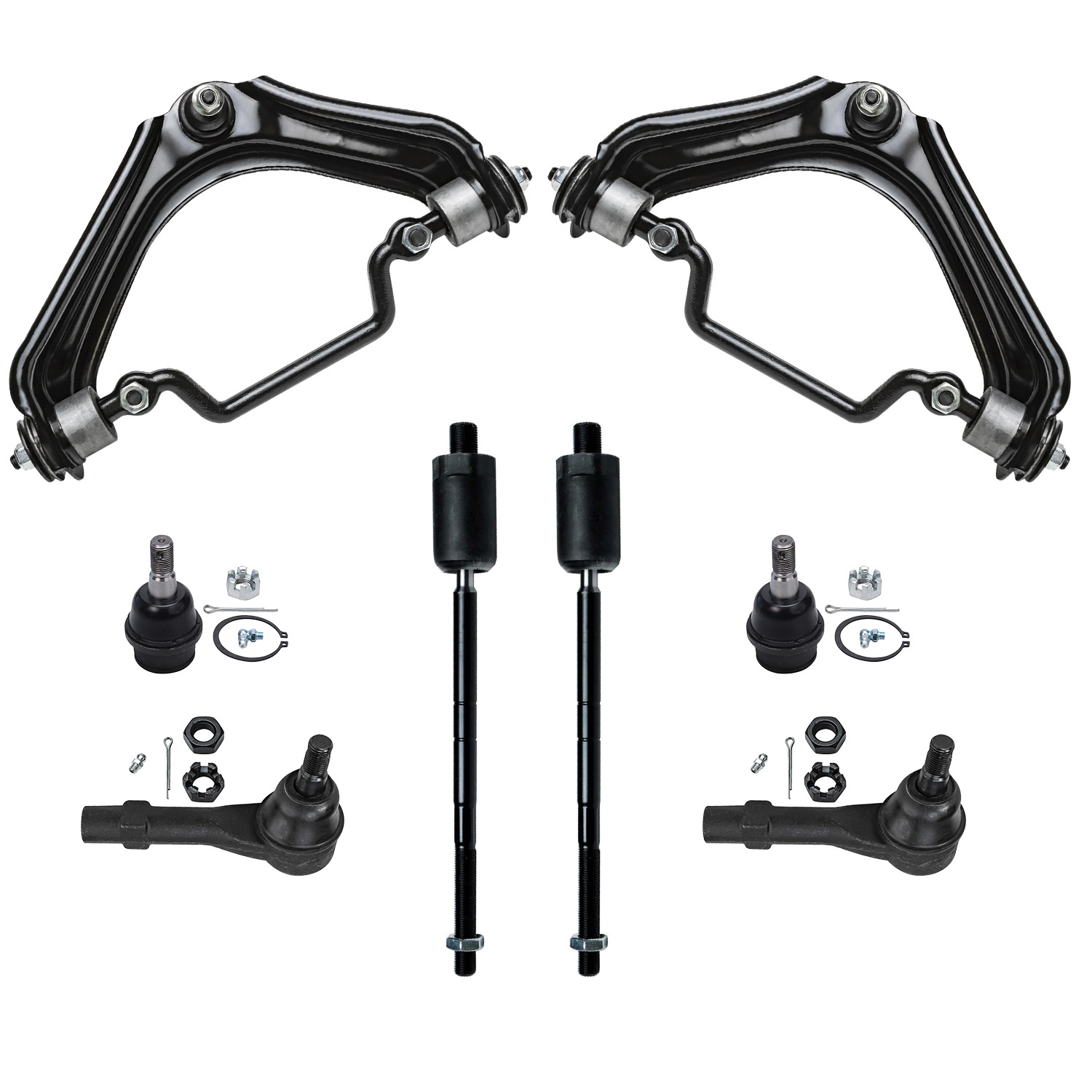 8pc Front Upper Control Arms Lower Ball Joints Tie Rods Suspension Kit