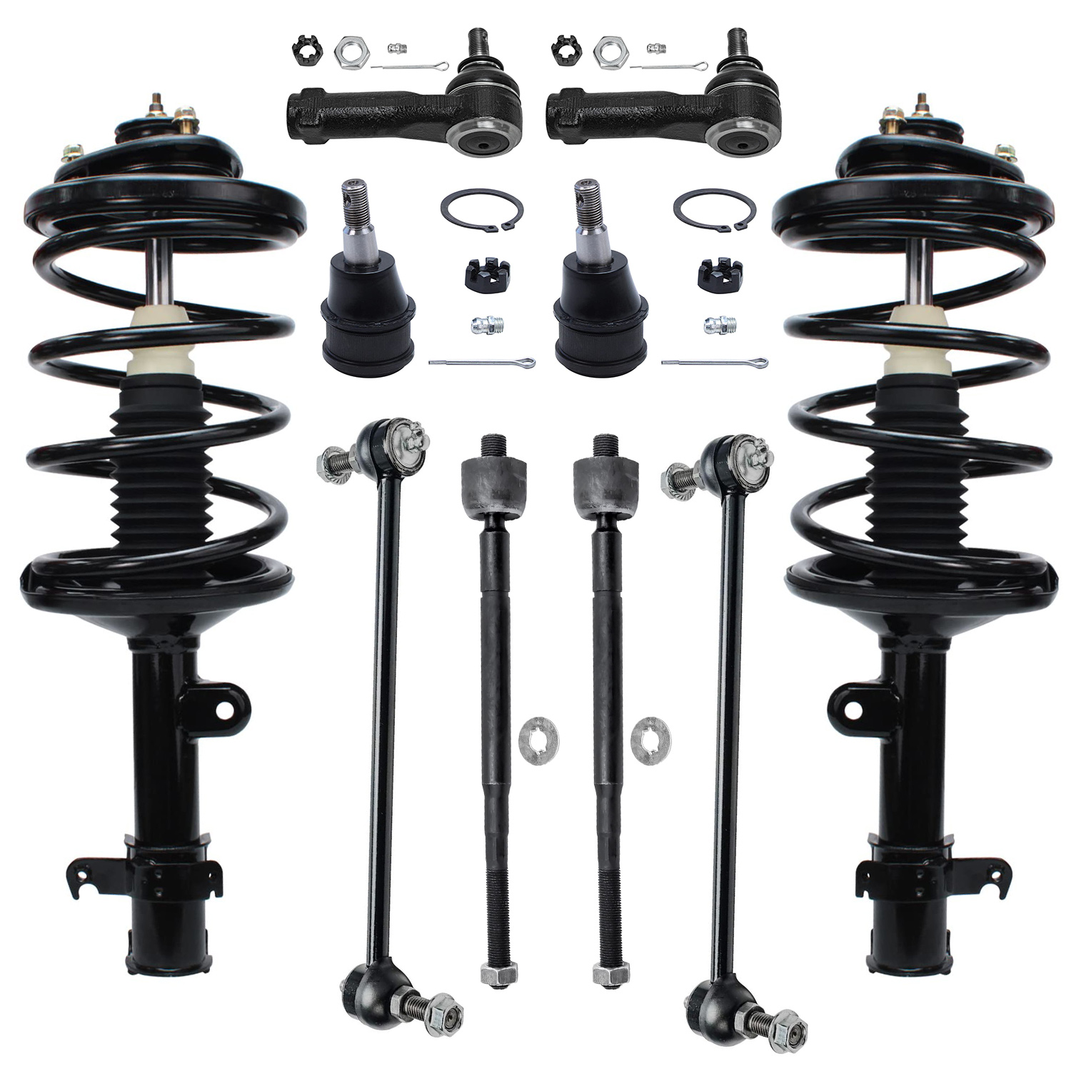 10pc Front Struts Tie Rods Sway Bar Links Ball Joints Suspension Kit