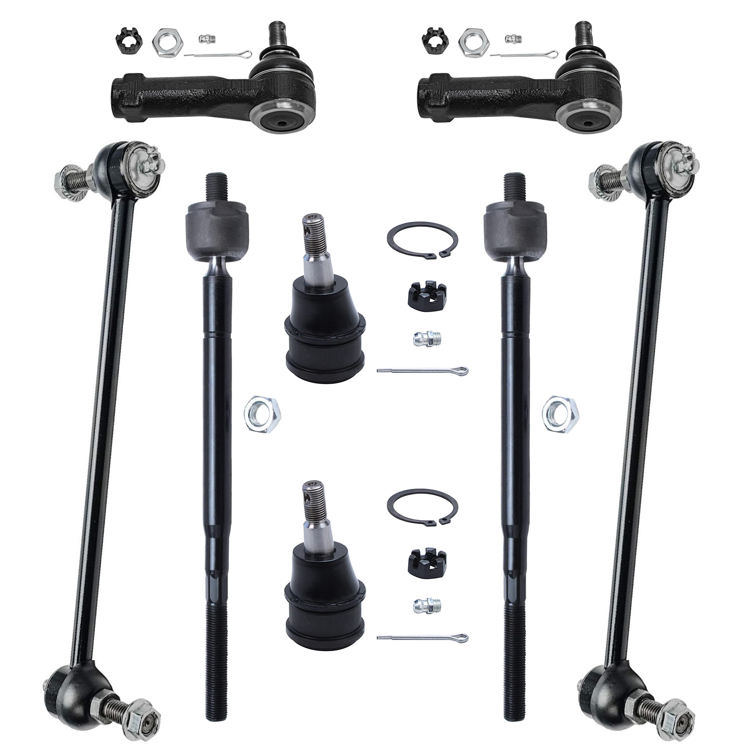 8pc Front Inner Outer Tie Rods Lower Ball Joints Sway Bar Links Suspension Kit