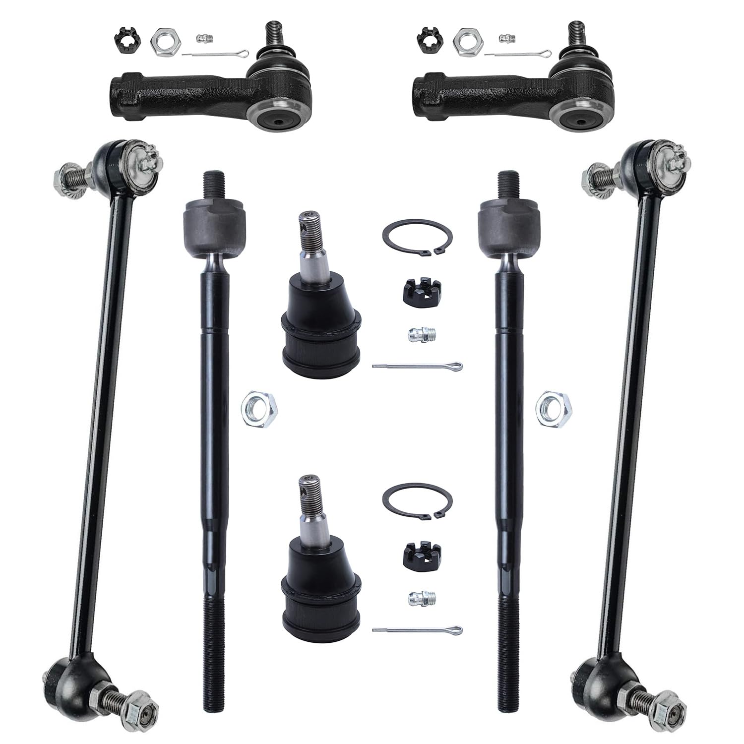 8pc Front Inner Outer Tie Rods Lower Ball Joints Sway Bar Links Suspension Kit