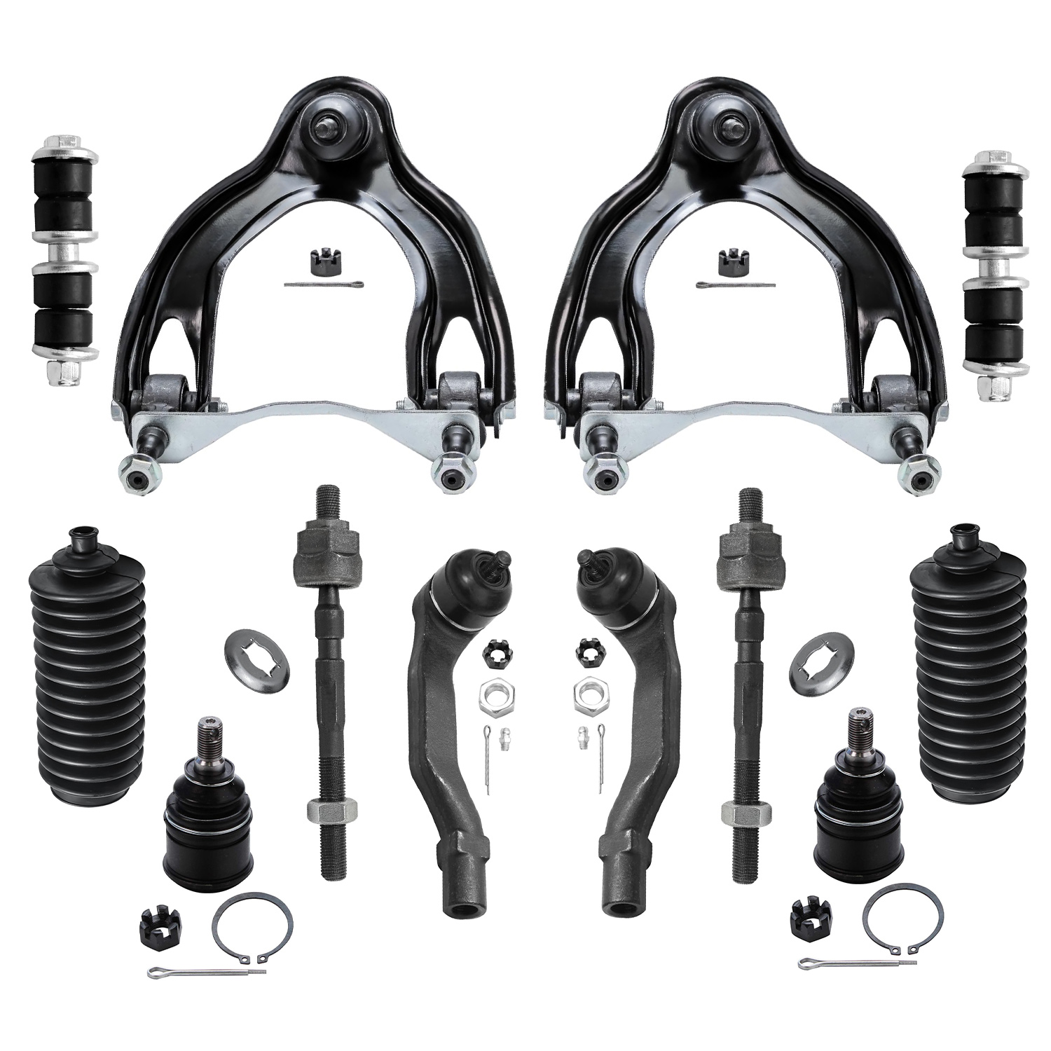 12pc Front Upper Control Arms Tie Rods Sway Bar Links Suspension Kit