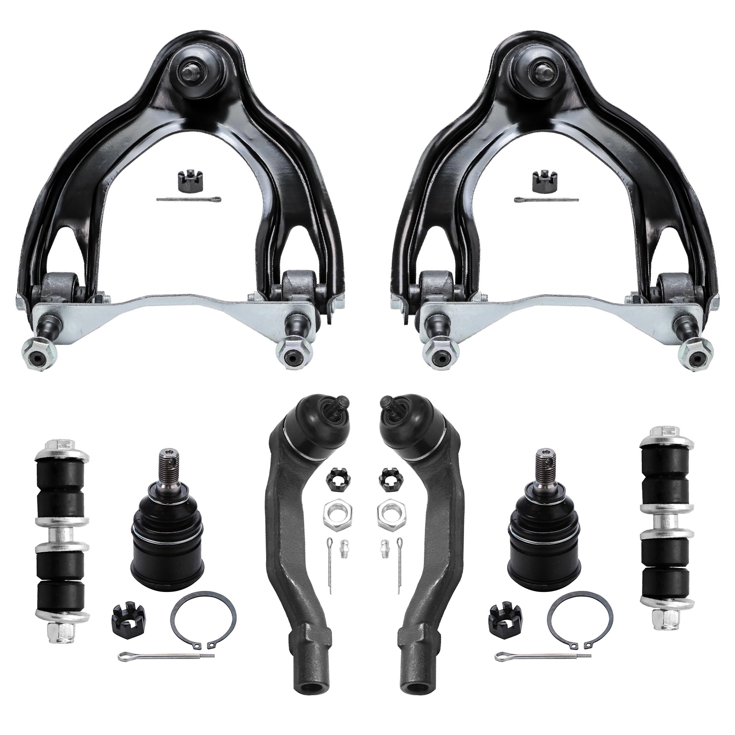 8pc Front Upper Control Arms Outer Tie Rods Sway Bar Links Suspension Kit