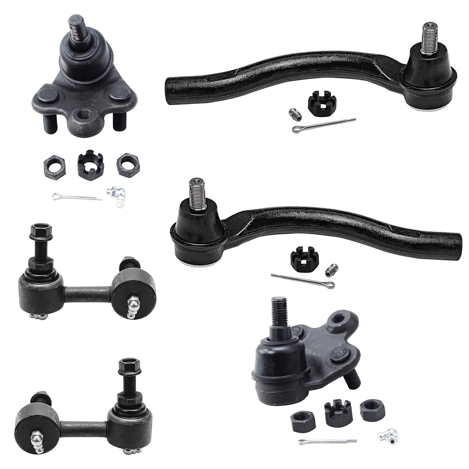 6pc Front Outer Tie Rods Lower Ball Joints Sway Bar Links Suspension Kit