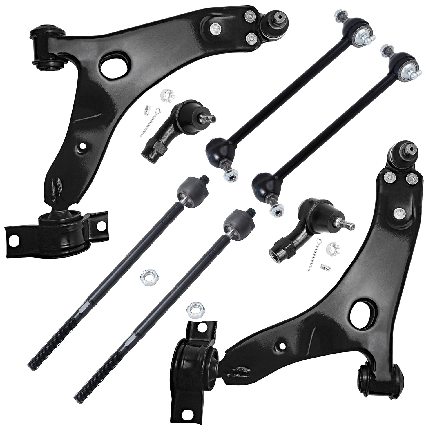 8pc Front Lower Control Arms Tie Rods Sway Bar Links Suspension Kit