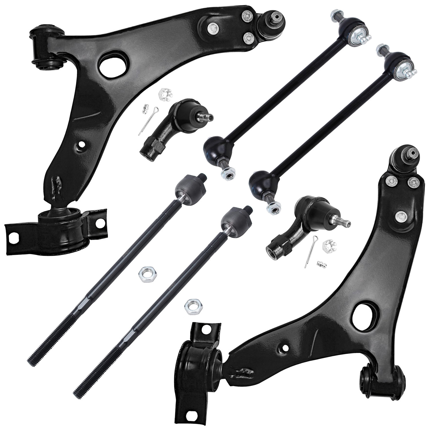 8pc Front Lower Control Arms Tie Rods Sway Bar Links Suspension Kit