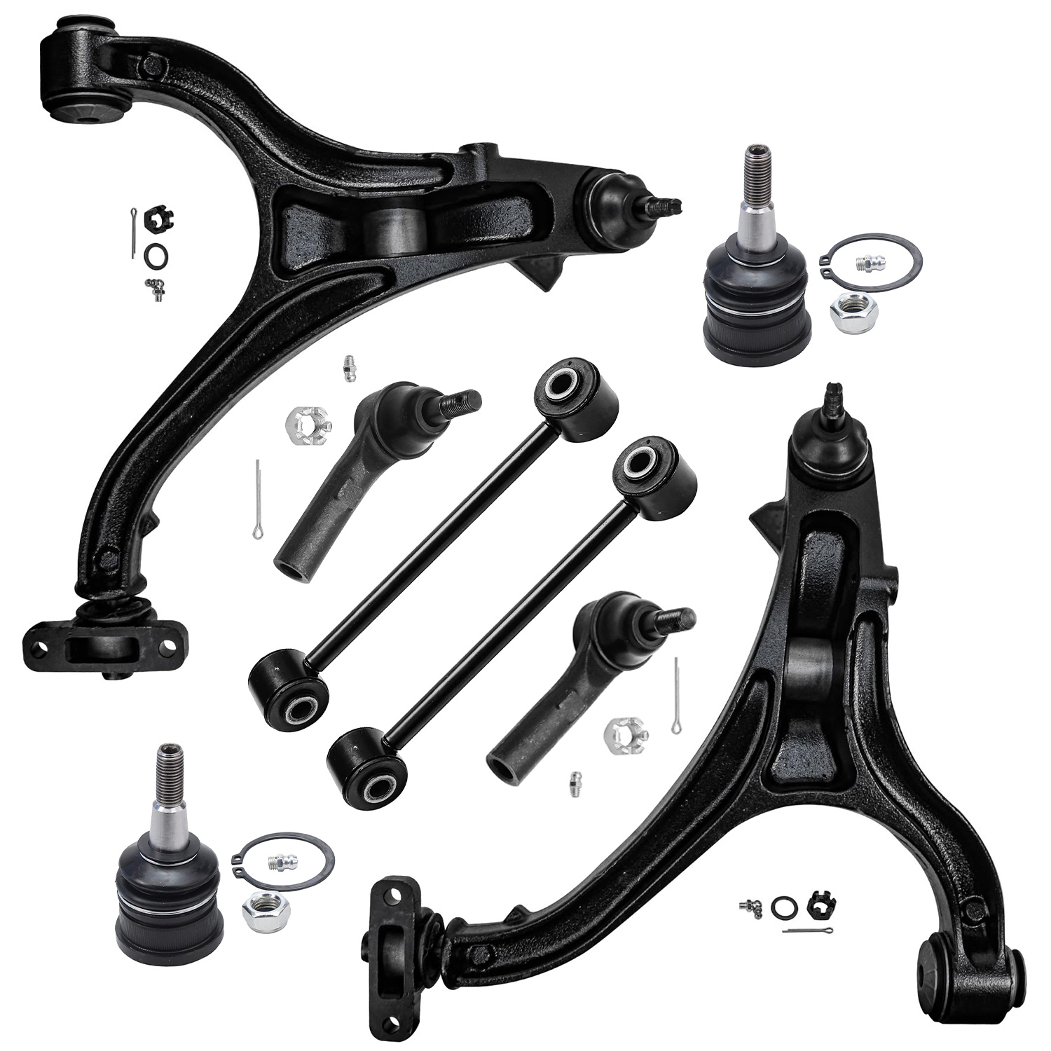 8pc Front Lower Control Arms Upper Ball Joints Sway Bar Links Suspension Kit