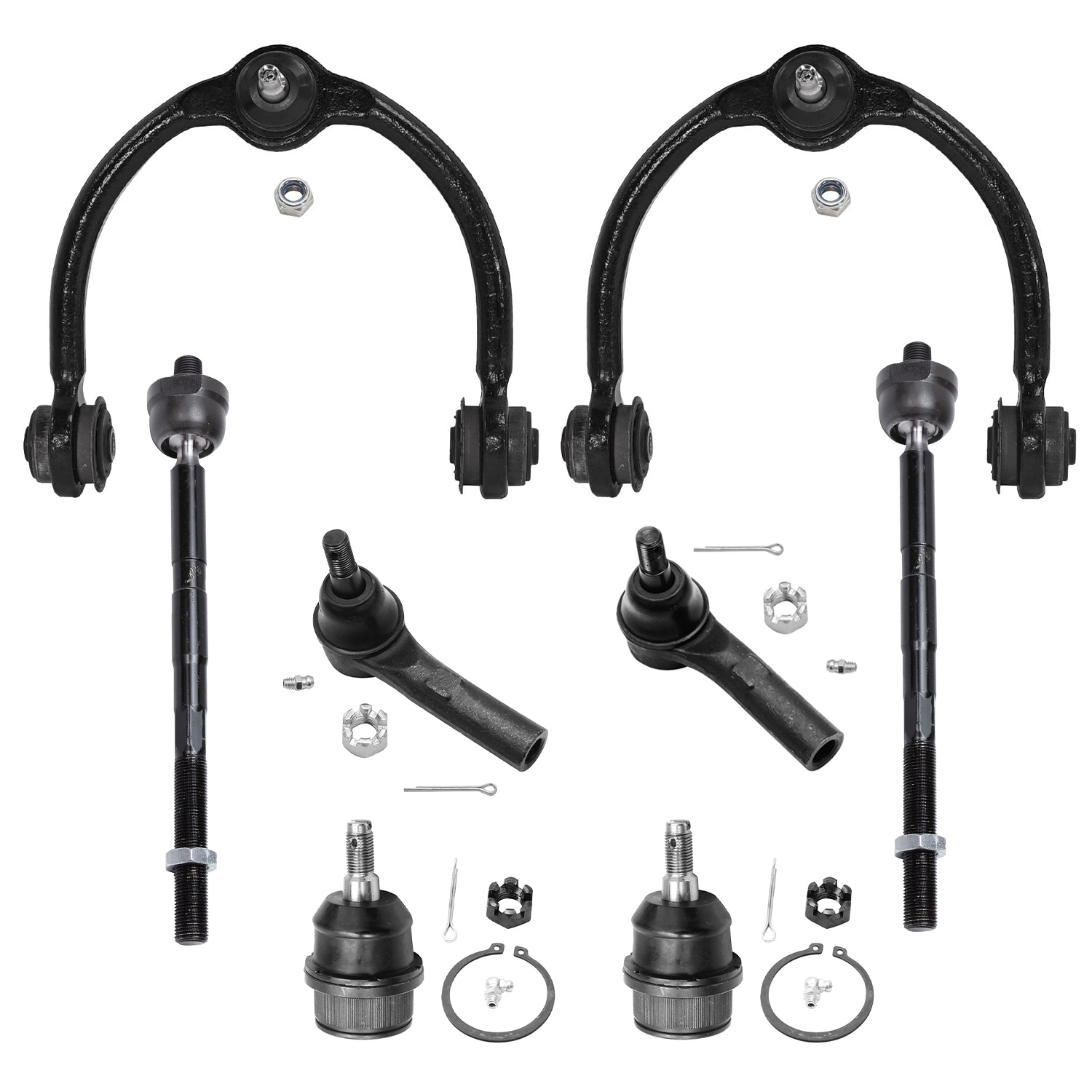 8pc Front Upper Control Arms Ball Joints Tie Rods Suspension Kit