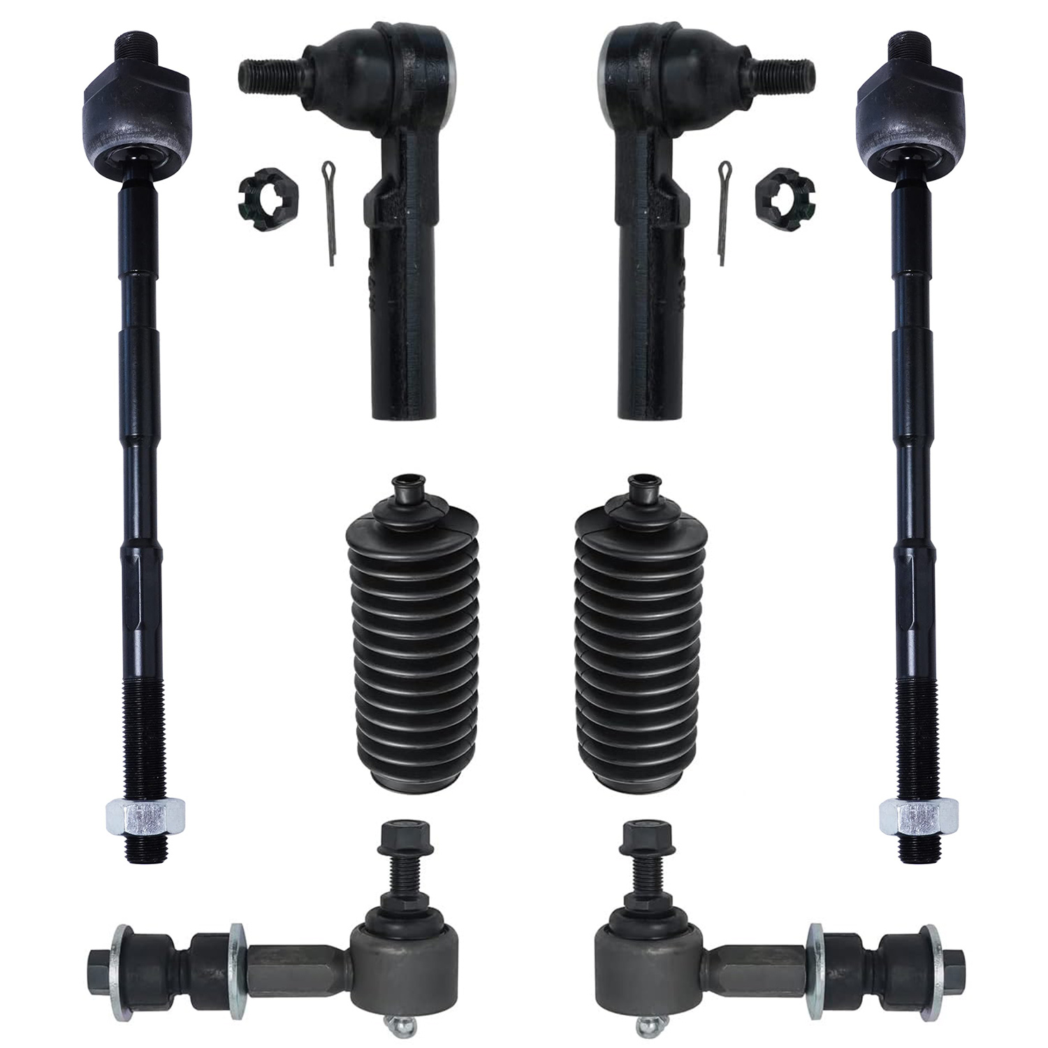 8pc Front Inner Outer Tie Rods Sway Bar Links Suspension Kit