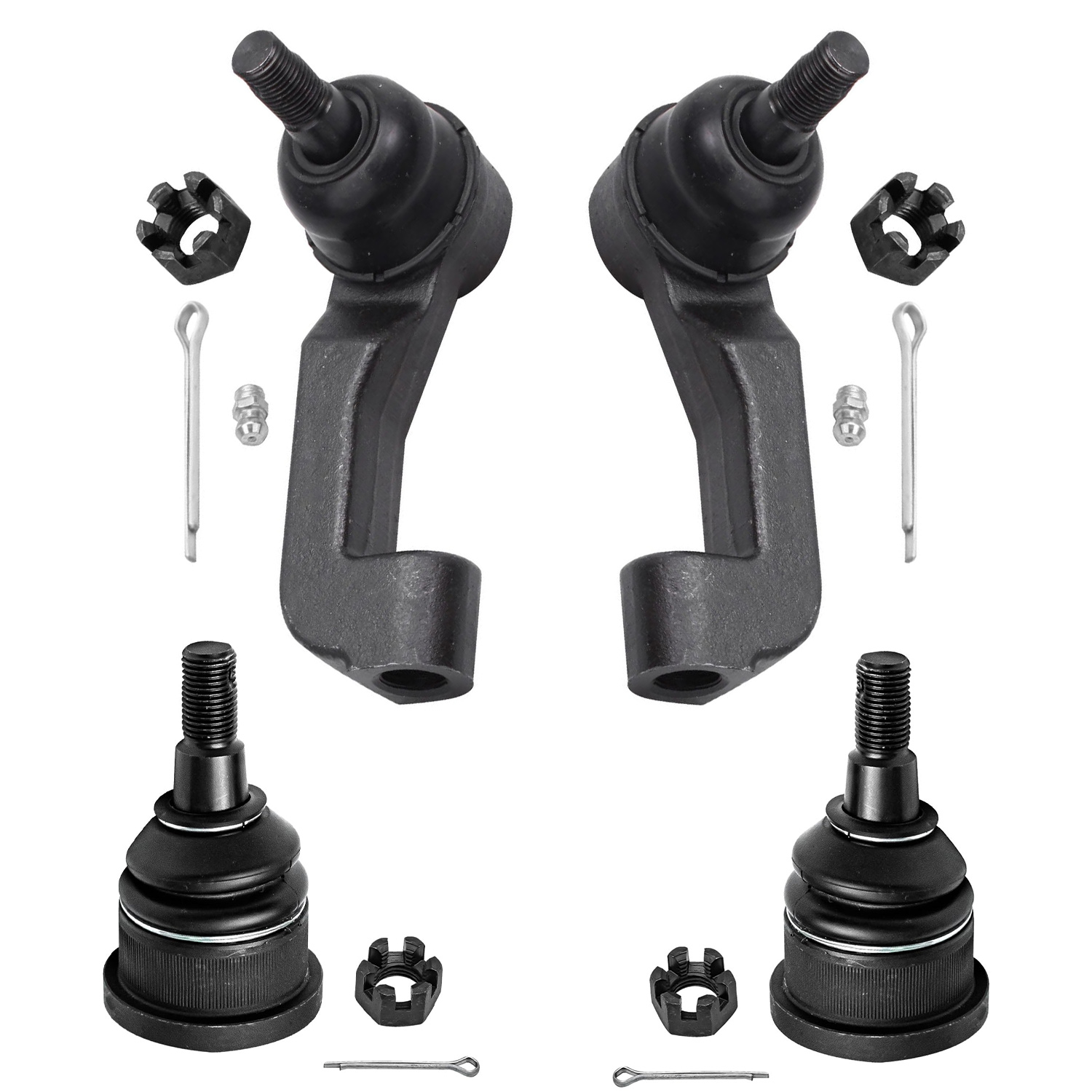 4pc Front Outer Tie Rods Lower Ball Joints Suspension Kit