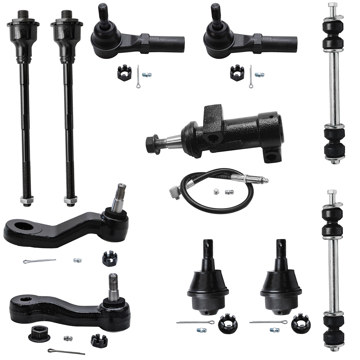 11pc Front Lower Ball Joints Sway Bar Links Tie Rods Idler Arm Suspension Kit