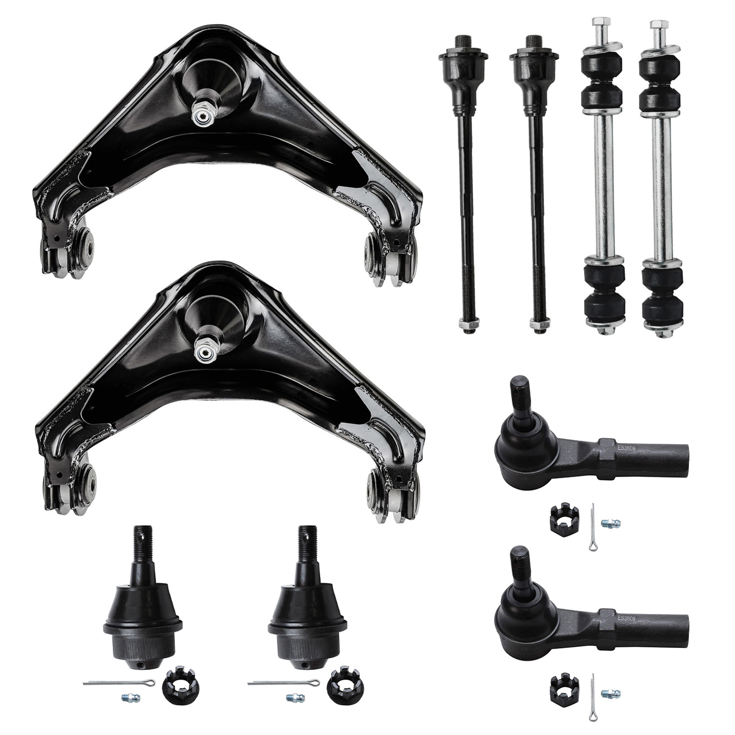 8pc Front Upper Control Arms Lower Ball Joints Tie Rods Suspension Kit