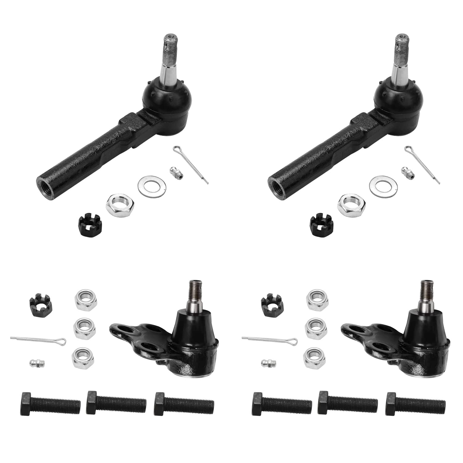 4pc Front Outer Tie Rods Lower Ball Joints Suspension Kit