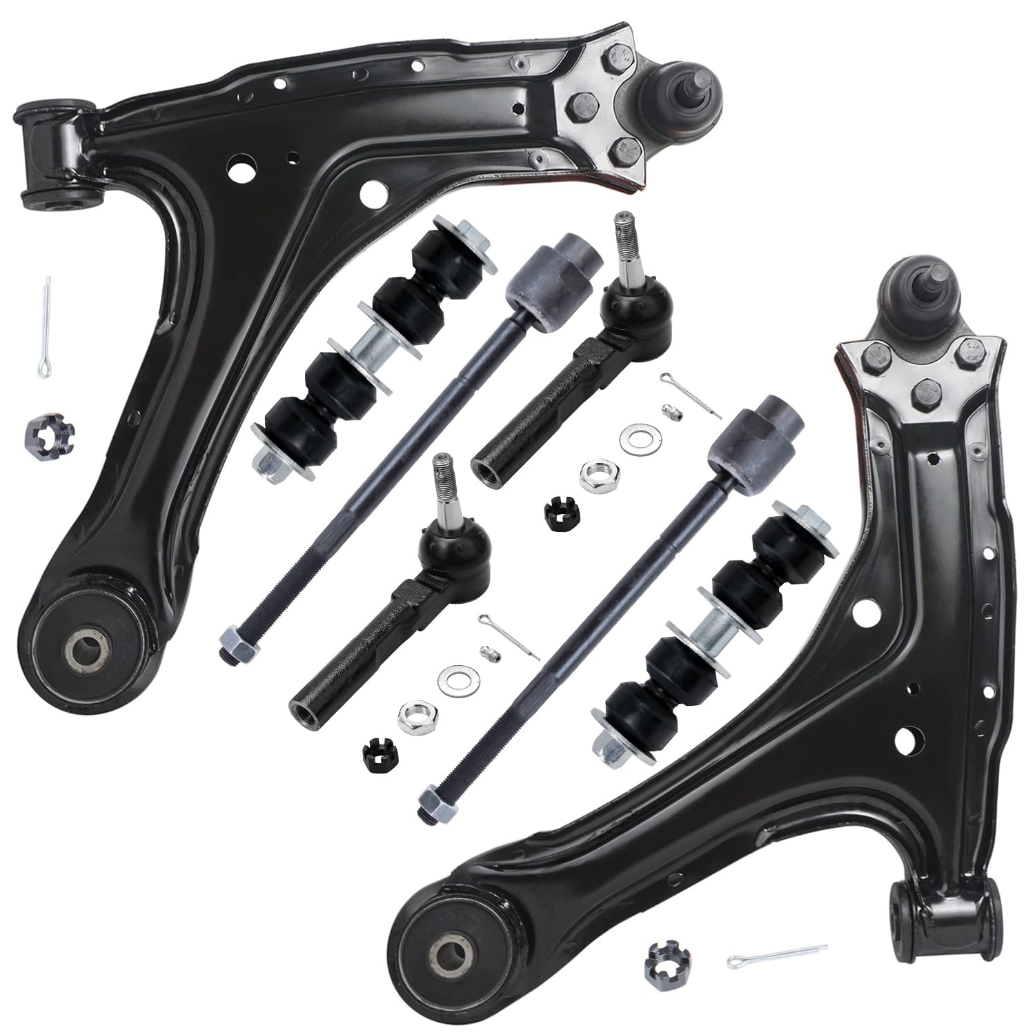 8pc Front Lower Control Arms Tie Rods Sway Bar Links Suspension Kit
