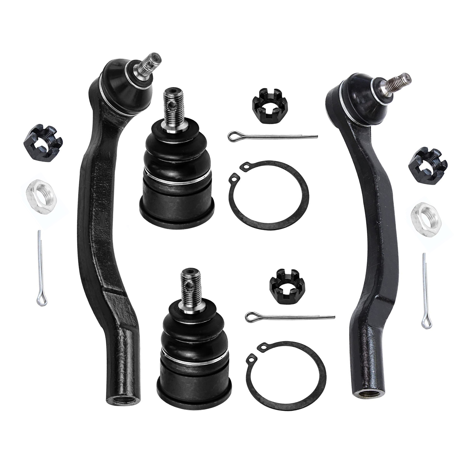 4pc Front Outer Tie Rods Lower Ball Joints Suspension Kit