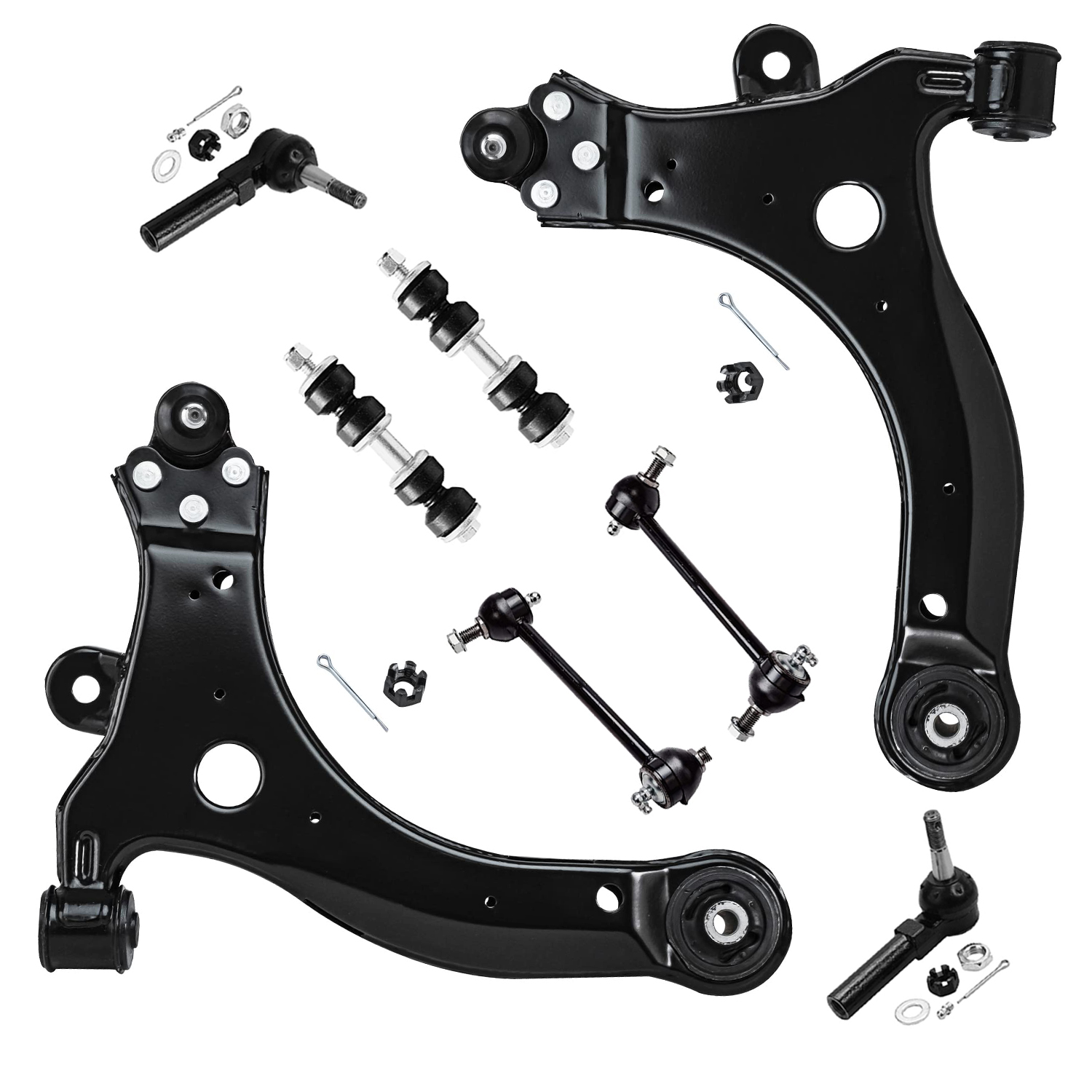 8pc Front Lower Control Arms Outer Tie Rods Sway Bar Links Suspension Kit