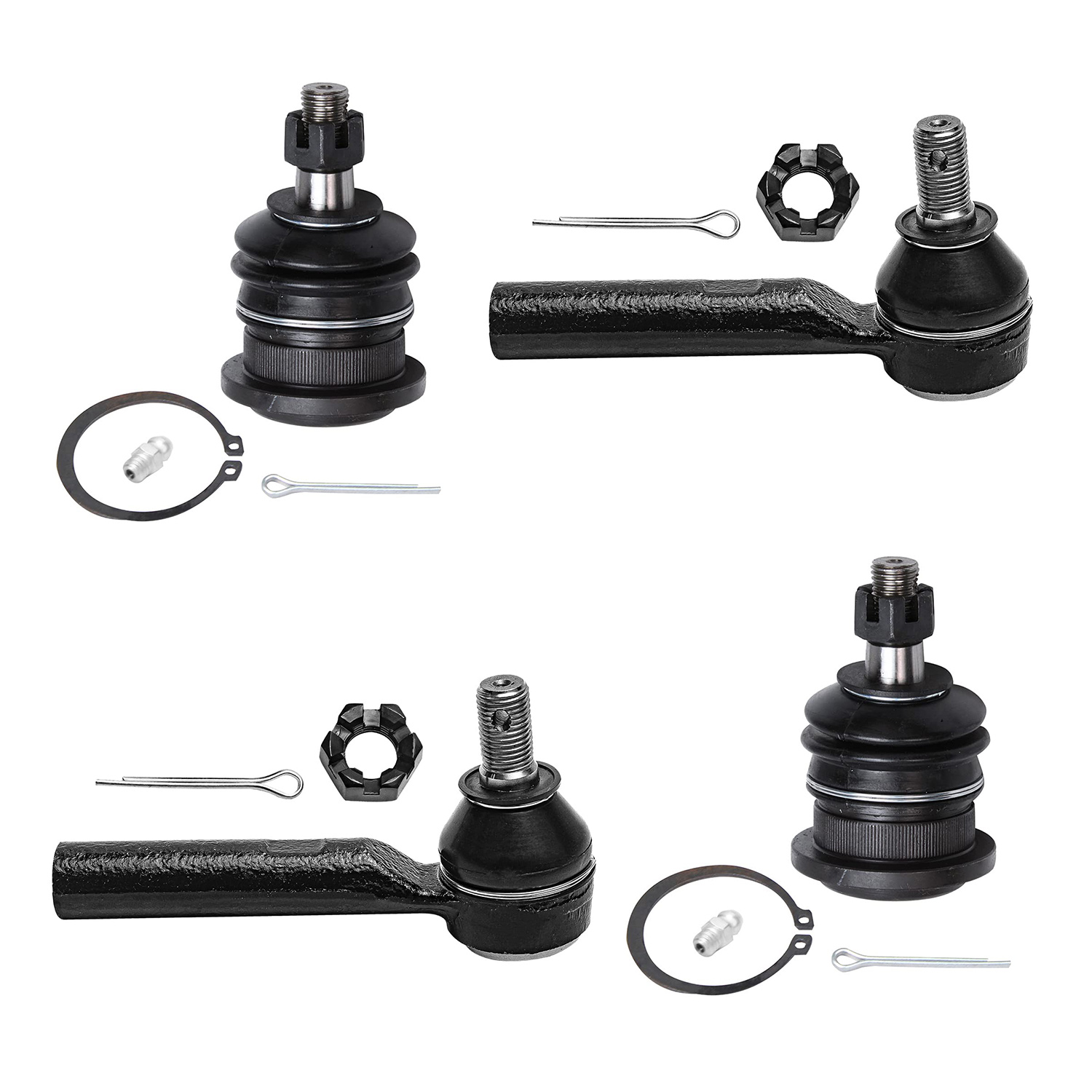 4pc Front Outer Tie Rods Upper Ball Joints Suspension Kit