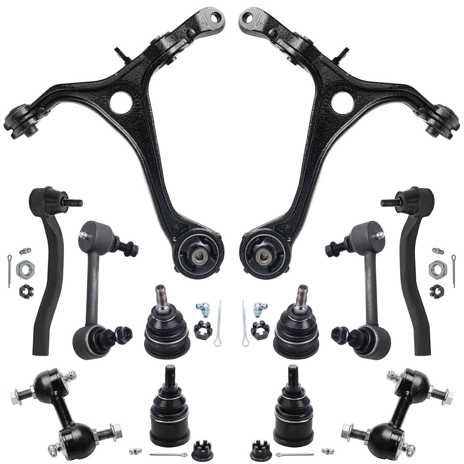 12pc Front Lower Control Arms Ball Joints Outer Tie Rods Suspension Kit