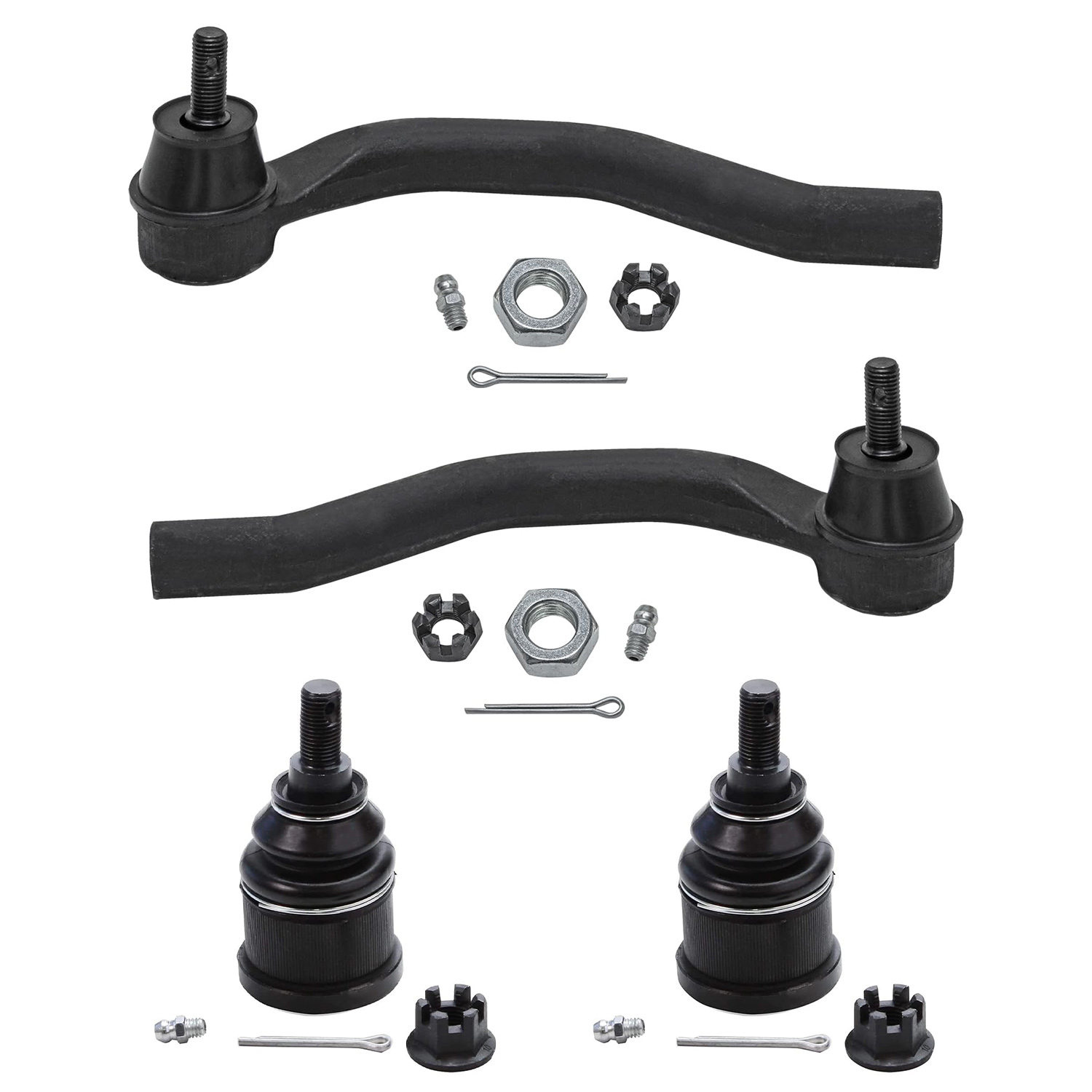 4pc Front Outer Tie Rods Lower Ball Joints Suspension Kit