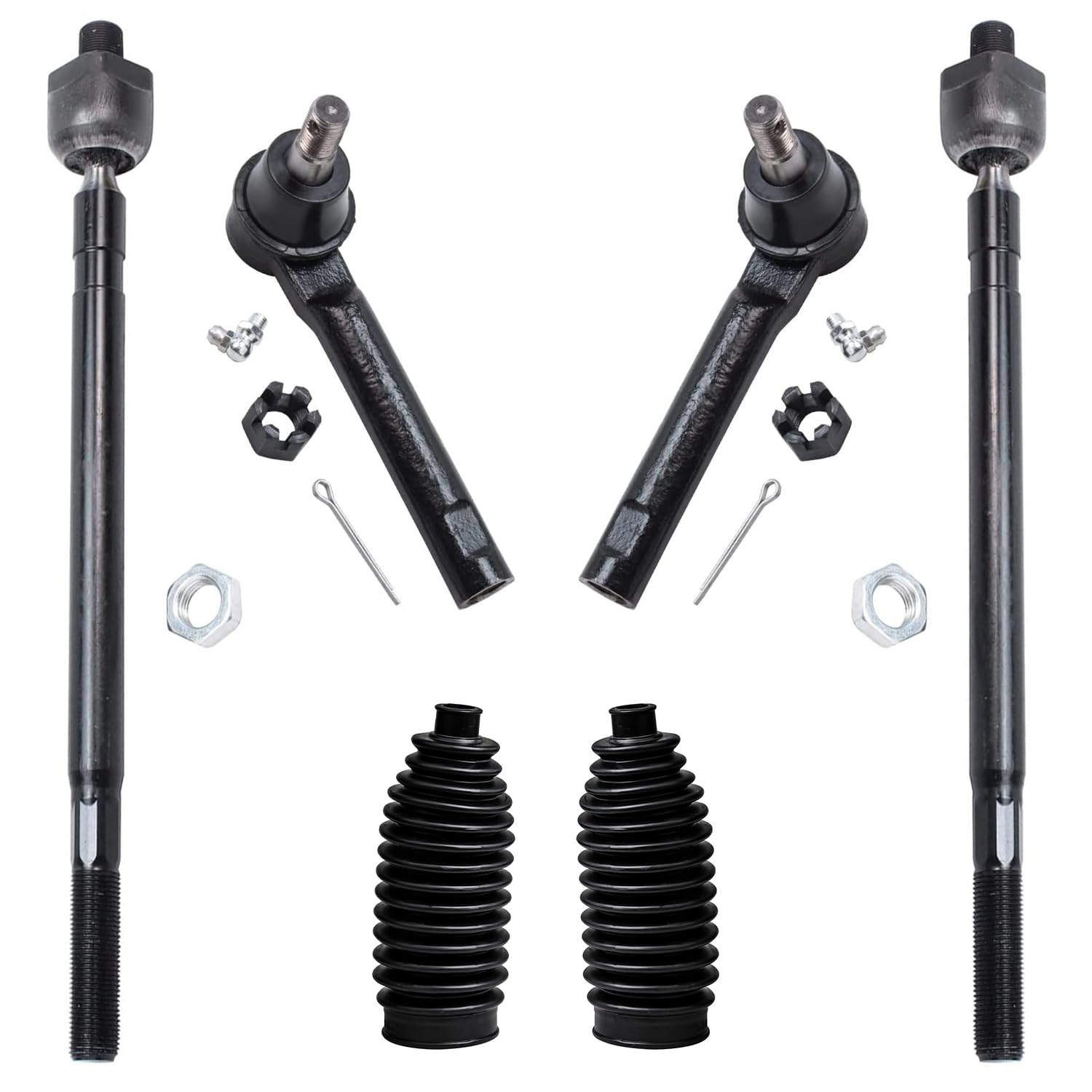 6pc Front Inner Outer Tie Rods Suspension Kit