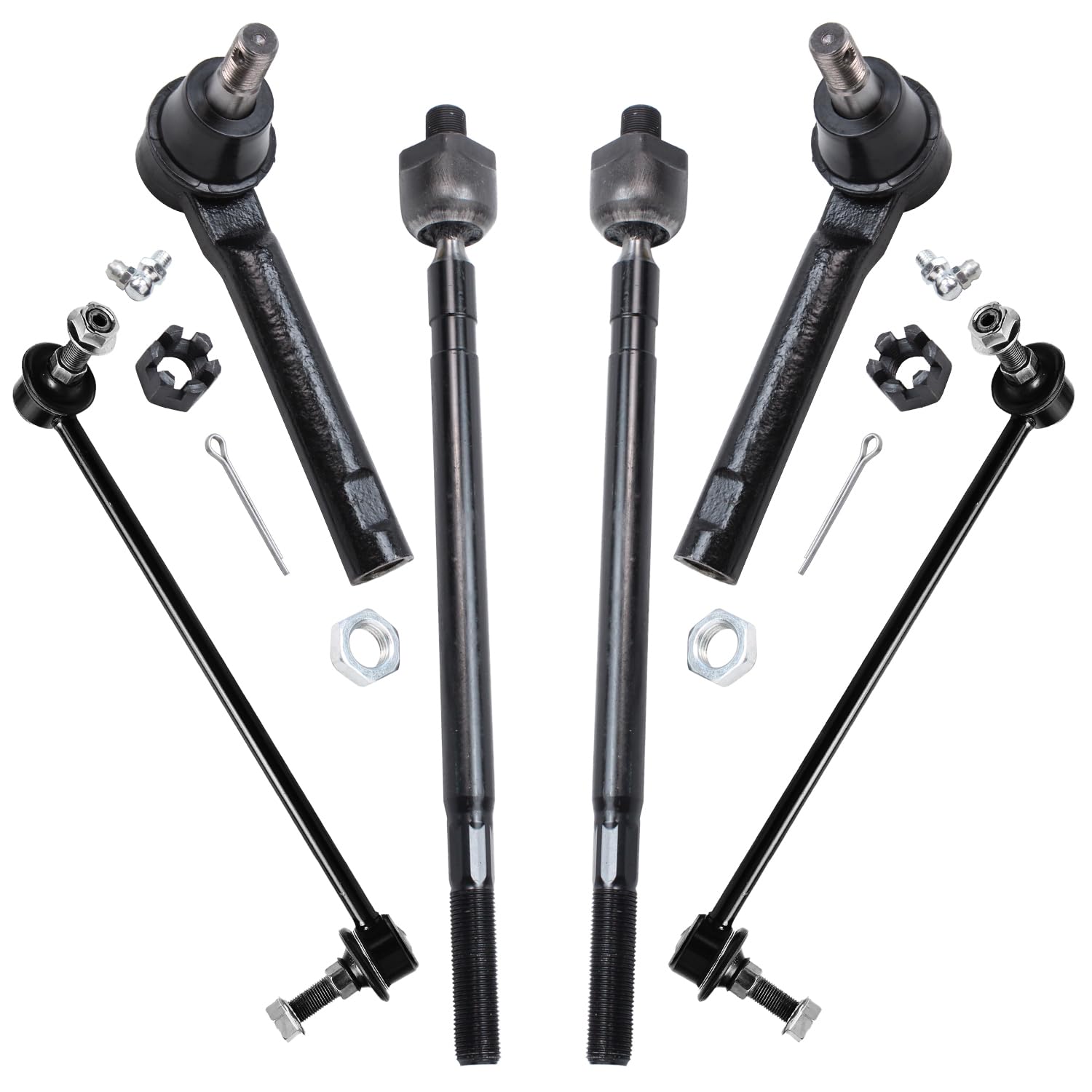 6pc Front Sway Bar Links Inner Outer Tie Rods Suspension Kit