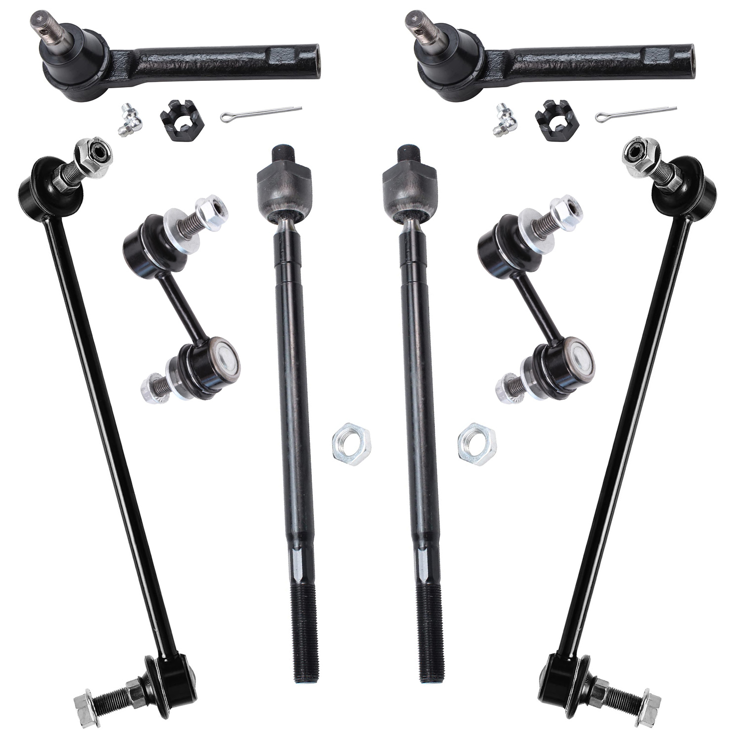 8pc Front Inner Outer Tie Rods Sway Bar Links Suspension Kit