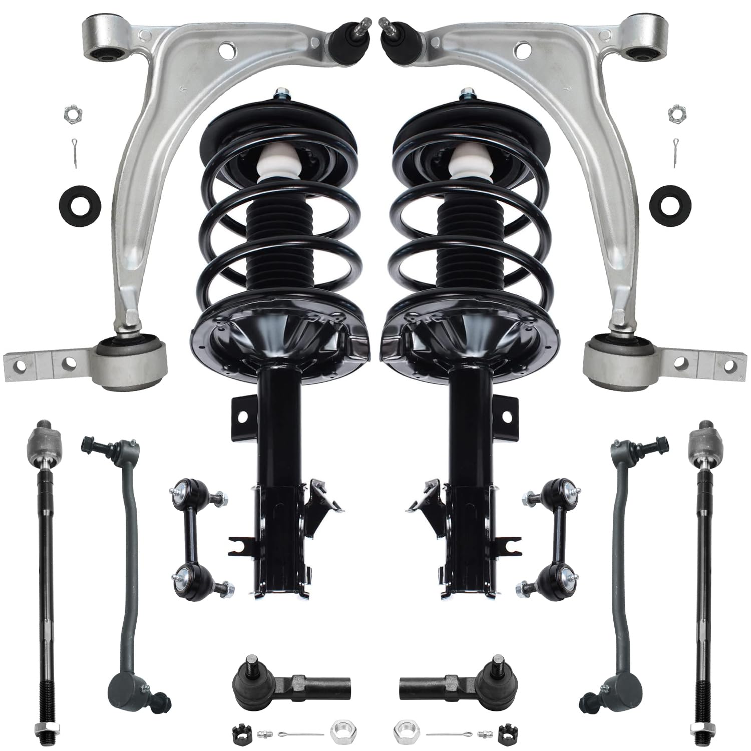 12pc Front Struts Control Arms Sway Bar Links Tie Rods Suspension Kit