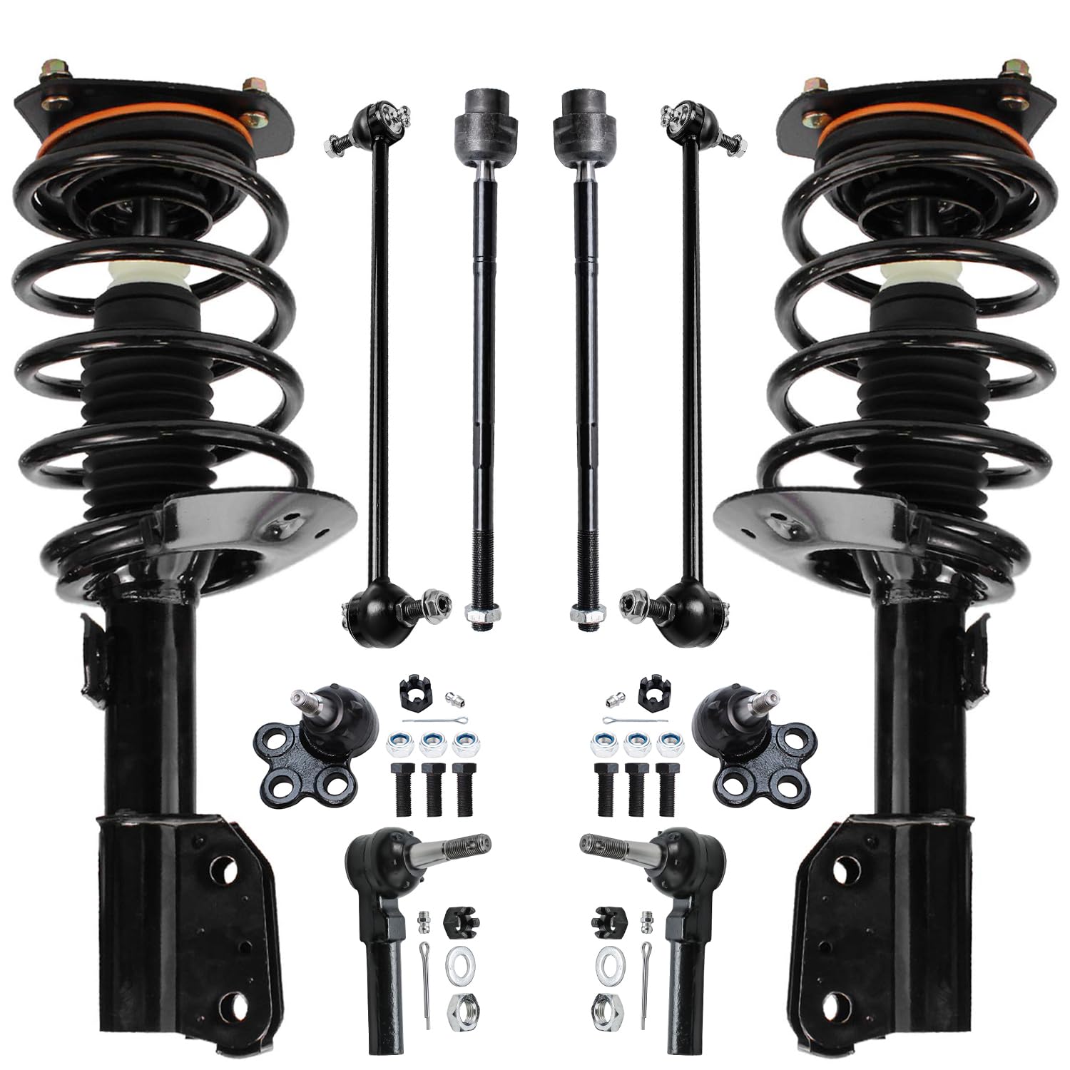 10pc Front Struts Sway Bar Links Lower Ball Joints Tie Rods Suspension Kit