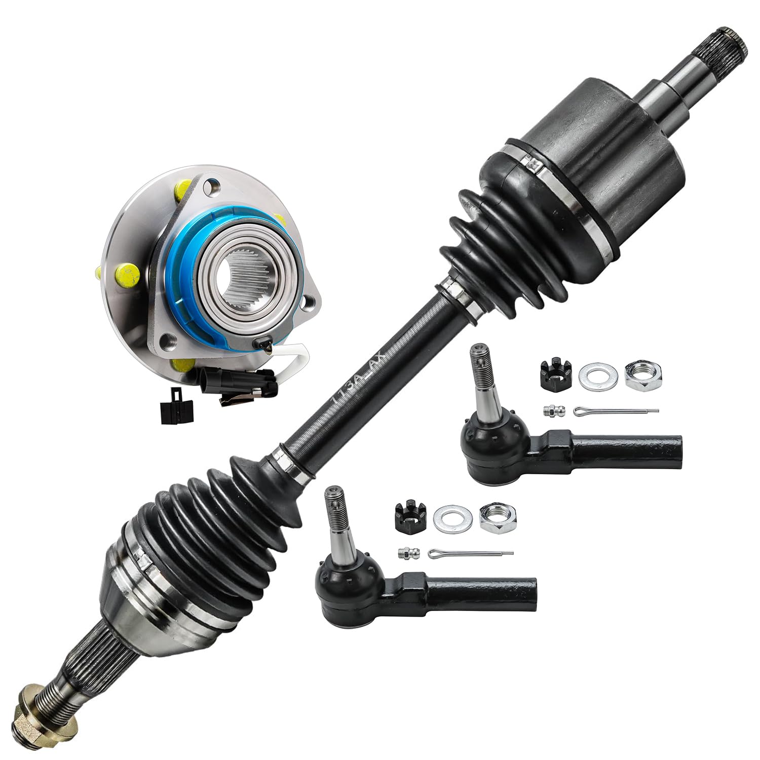 4pc Front Passenger Side CV Axle Wheel Hub and Bearing Suspension Kit