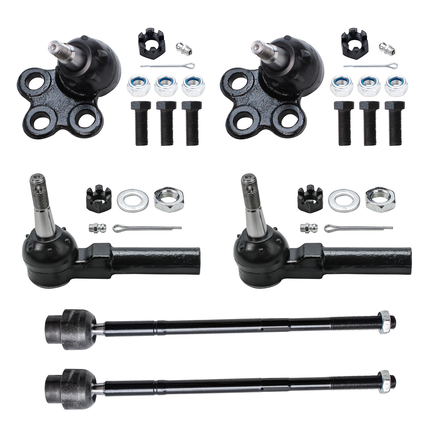 6pc Front Lower Ball Joints Inner Outer Tie Rods Suspension Kit