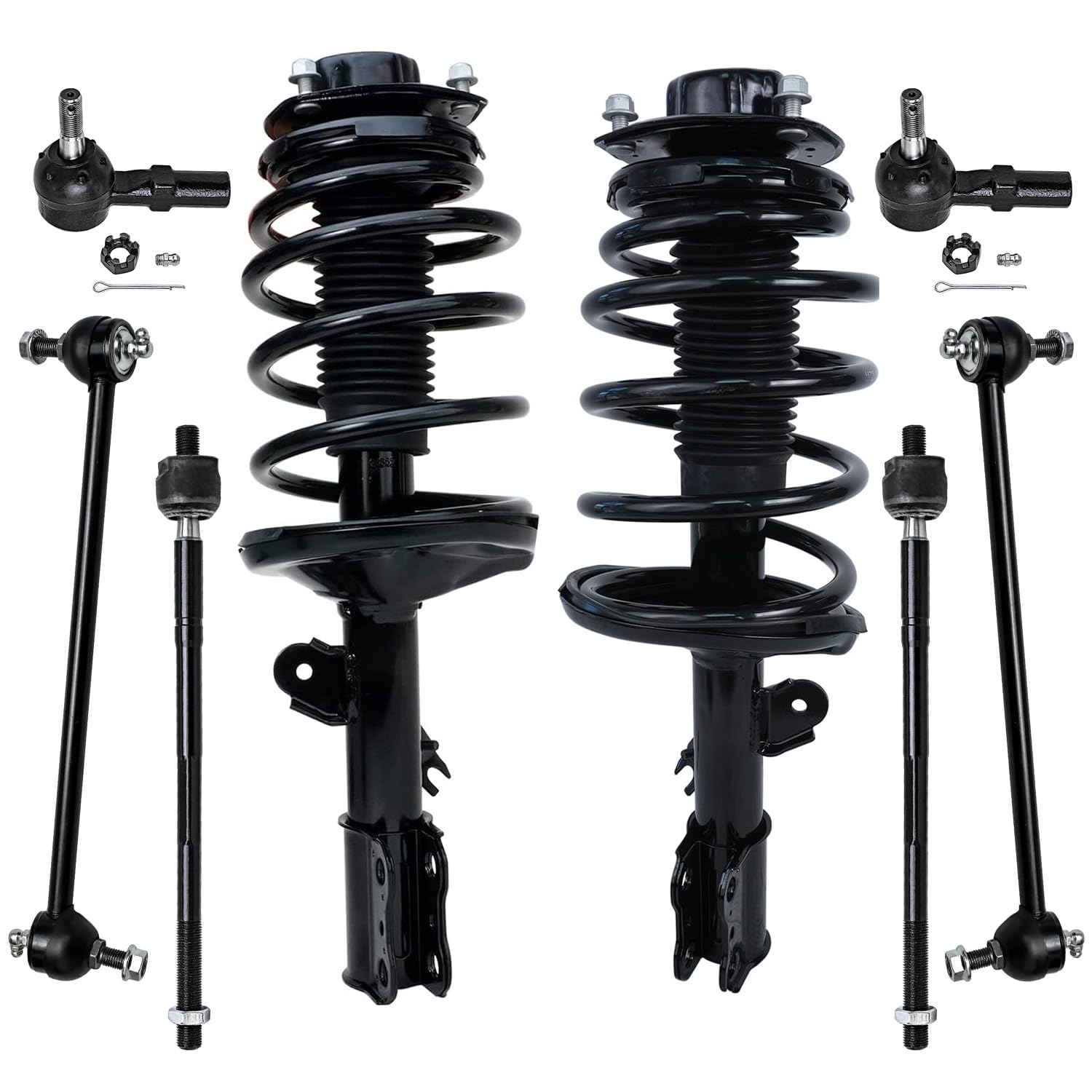 8pc Front Struts Sway Bar Links Tie Rods Suspension Kit