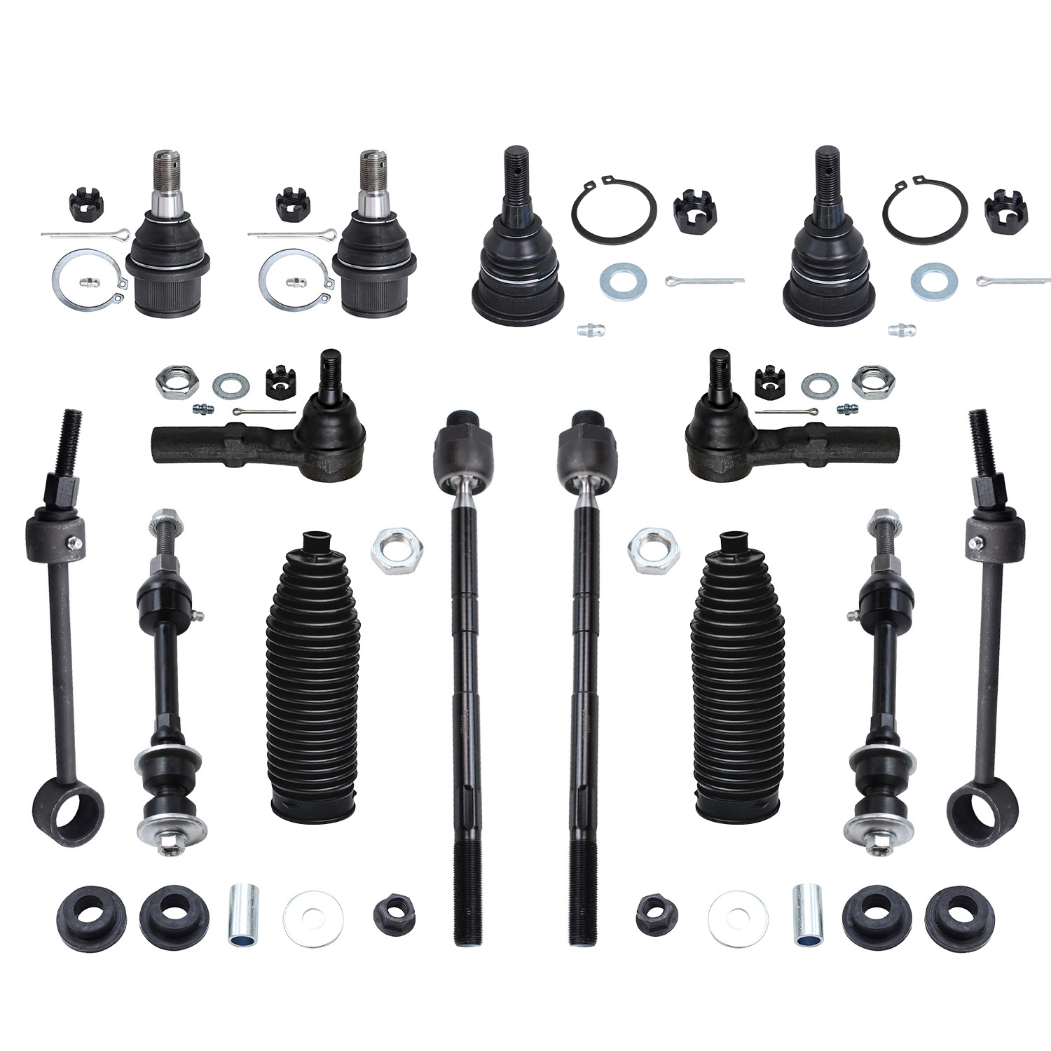 14pc Front Upper Lower Ball Joints Tie Rods Sway Bar Links Suspension Kit