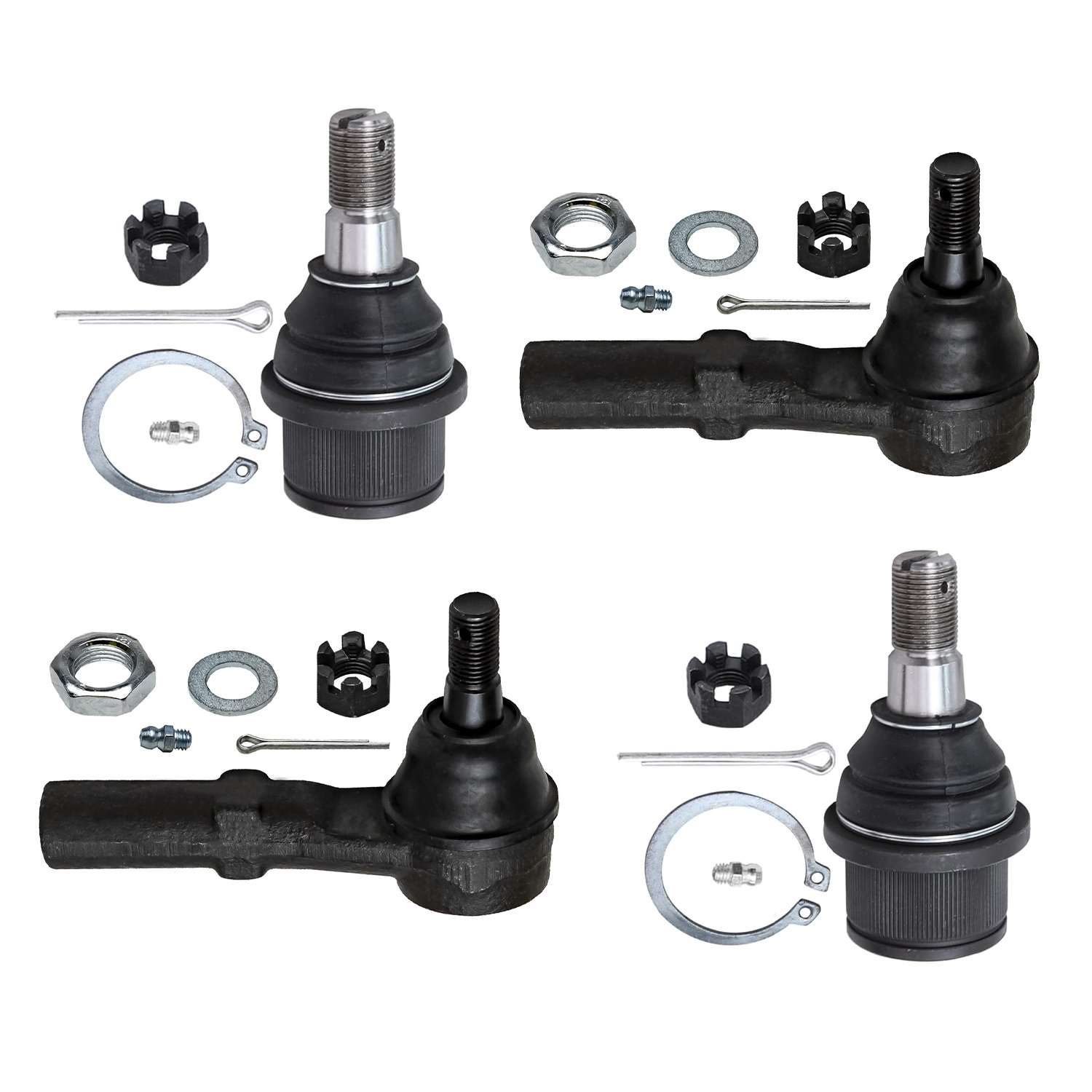 4pc Front Outer Tie Rods Lower Ball Joints Suspension Kit