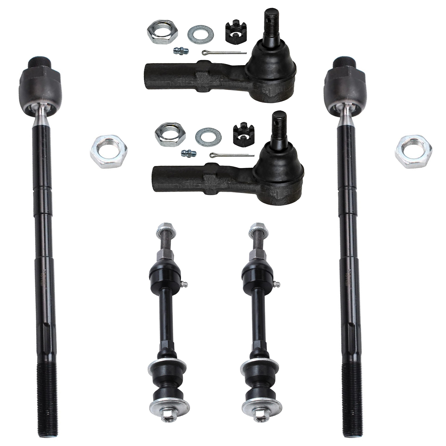 6pc Front Inner Outer Tie Rods Sway Bar Links Suspension Kit