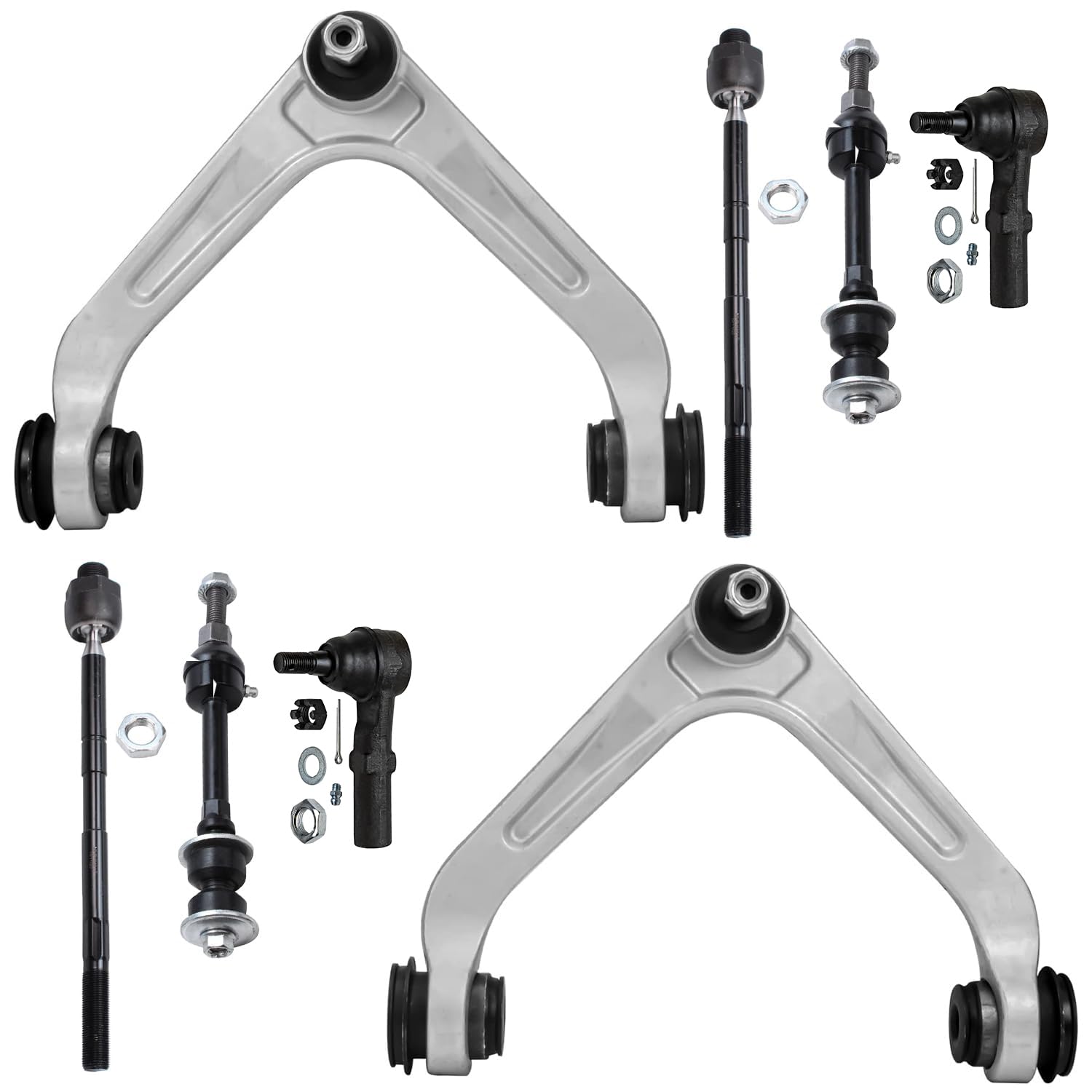 8pc Front Upper Control Arms Tie Rods Sway Bar Links Suspension Kit