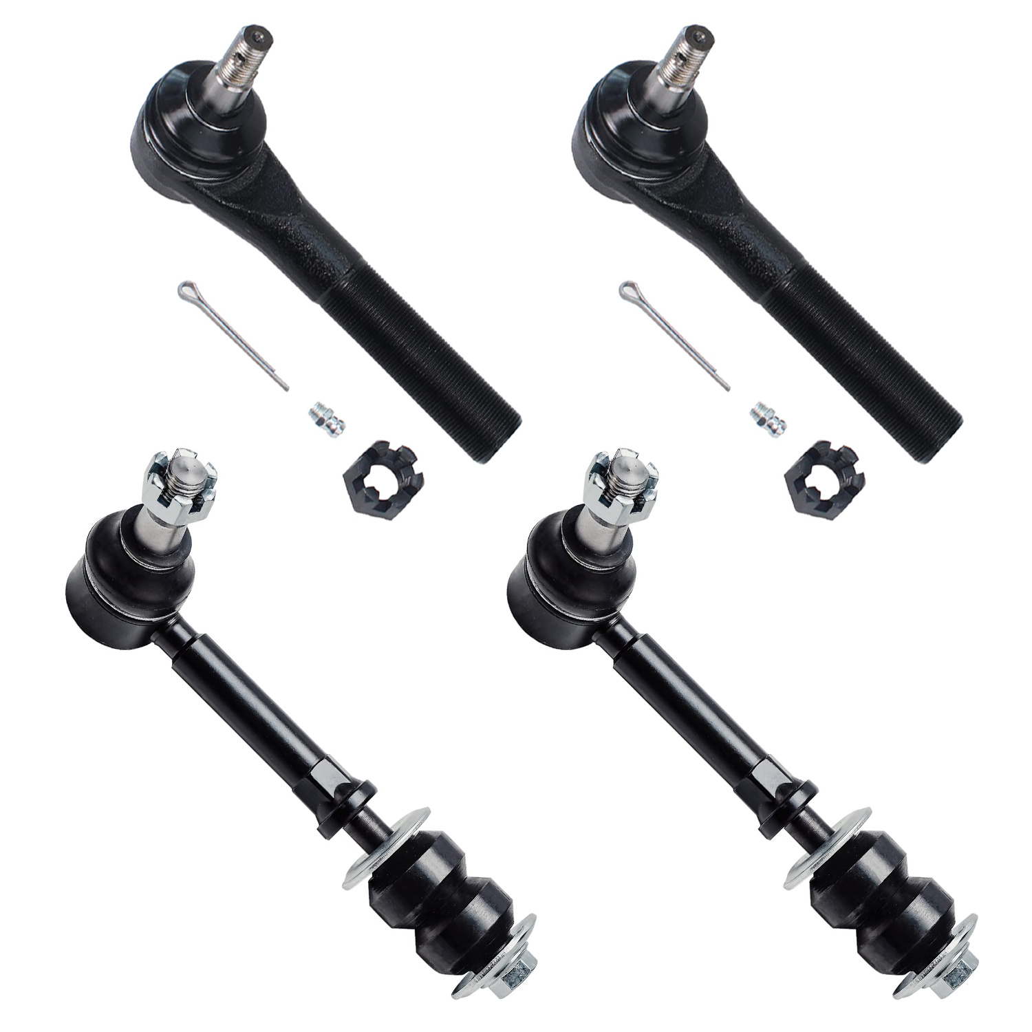 4pc Front Outer Tie Rods Sway Bar Links Suspension Kit