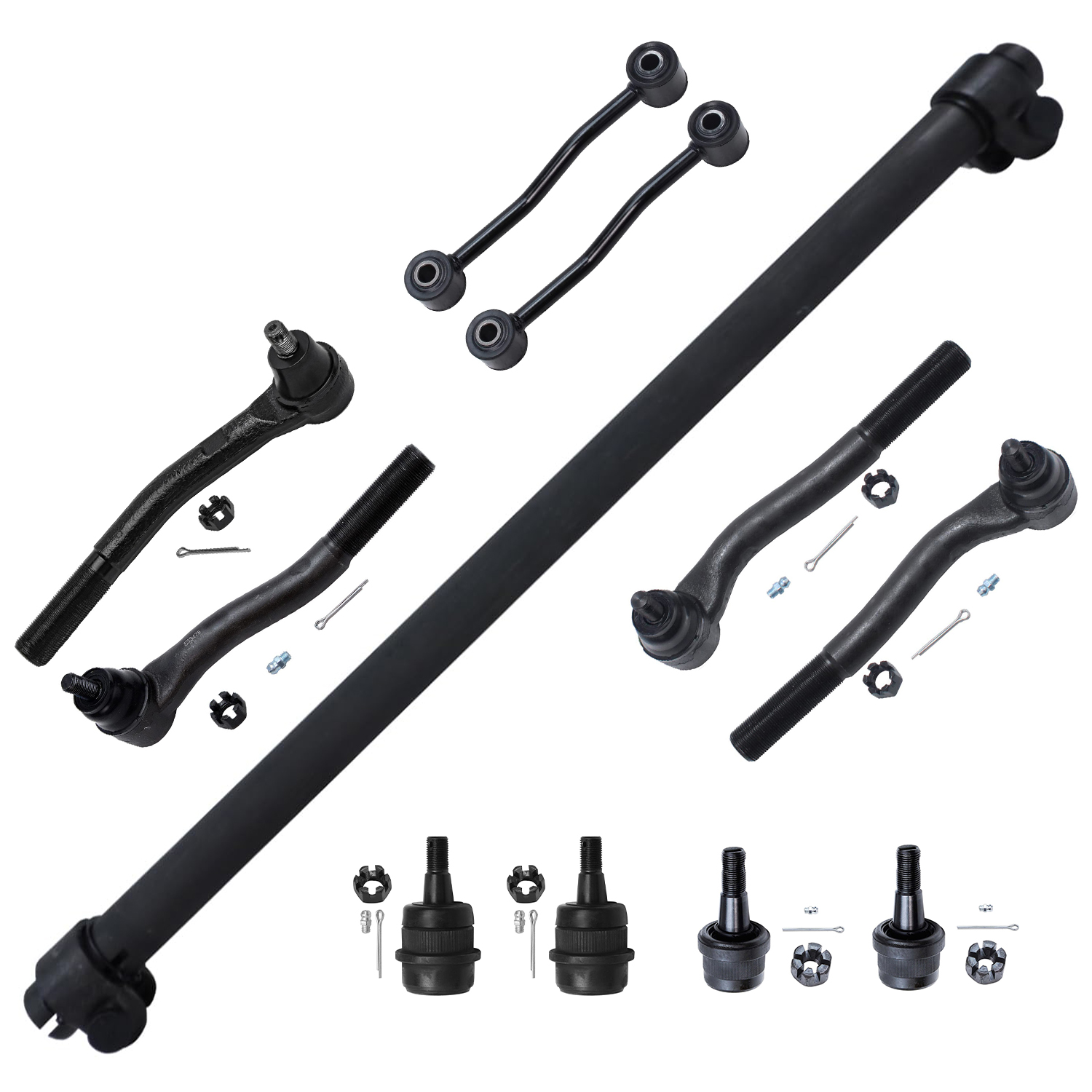 11pc Front Tie Rods Adjusting Sleeve Sway Bar Links Ball Joints Suspension Kit