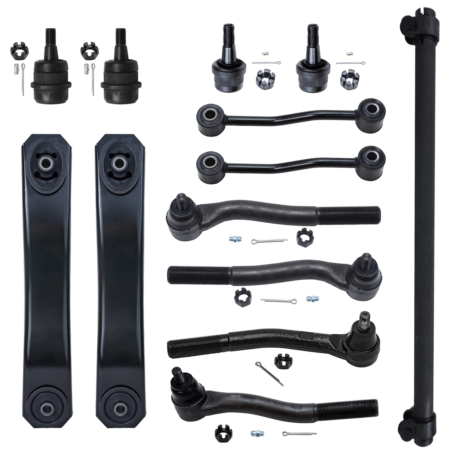 13pc Front Control Arms Ball Joints Tie Rods Adjusting Sleeves Suspension Kit