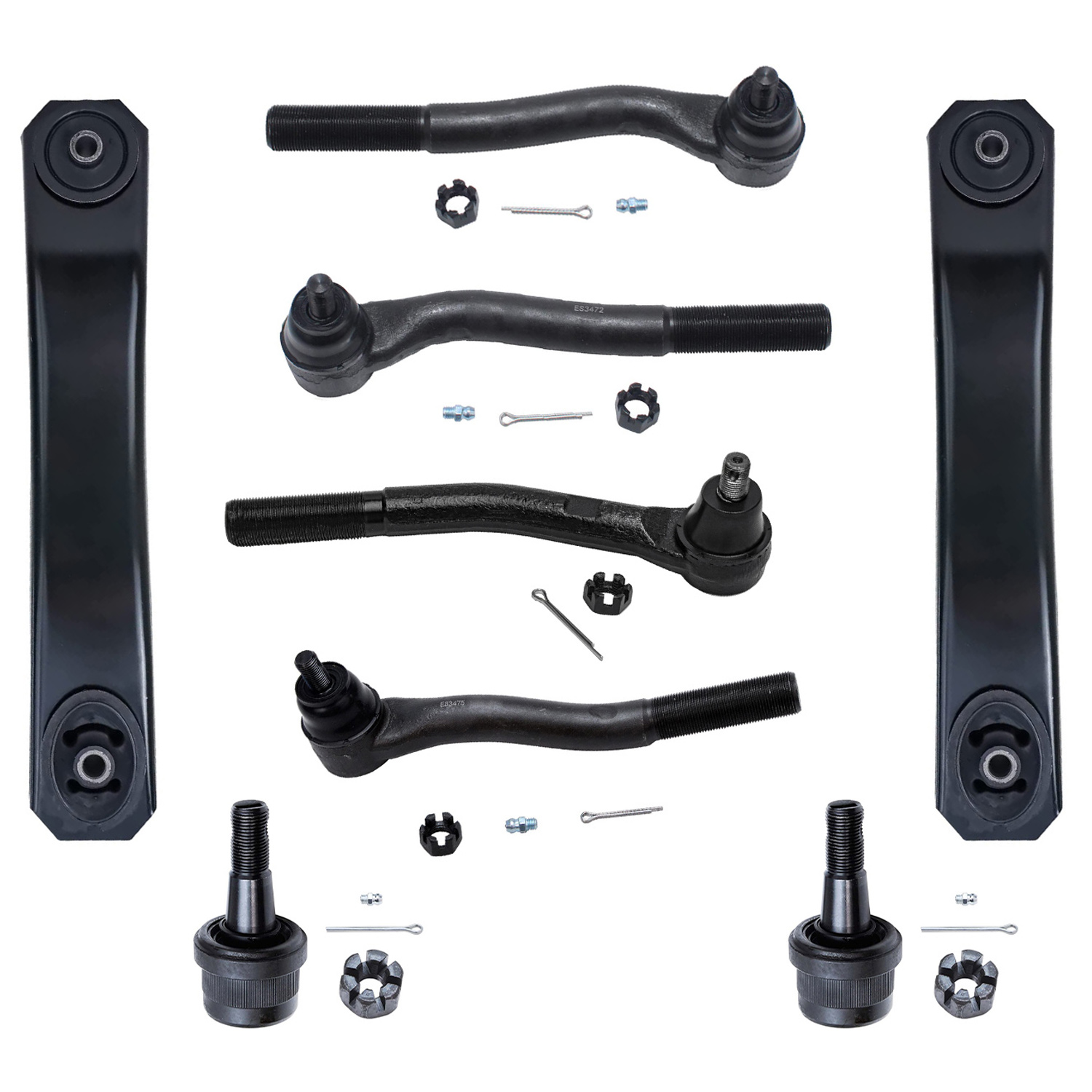 8pc Front Lower Control Arms Ball Joints Tie Rods Suspension Kit