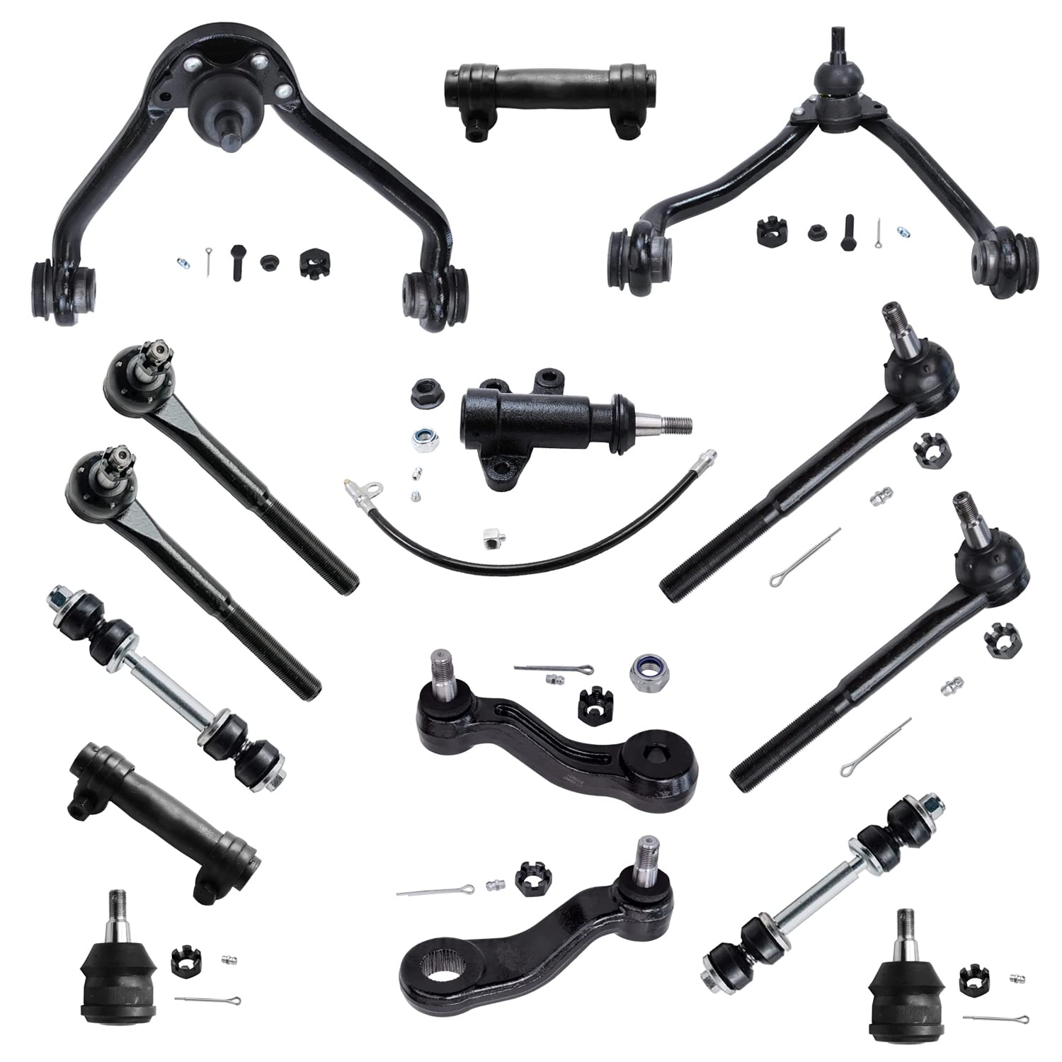 15pc Front Upper Control Arms Ball Joints Tie Rods Sway Bar Links Suspension Kit