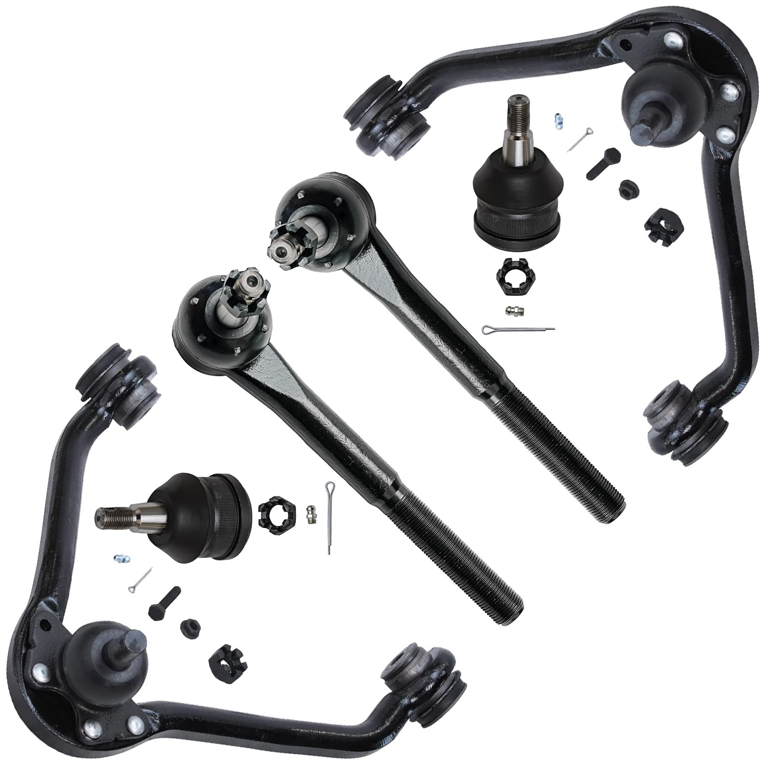6pc Front Upper Control Arms Ball Joints Tie Rods Suspension Kit
