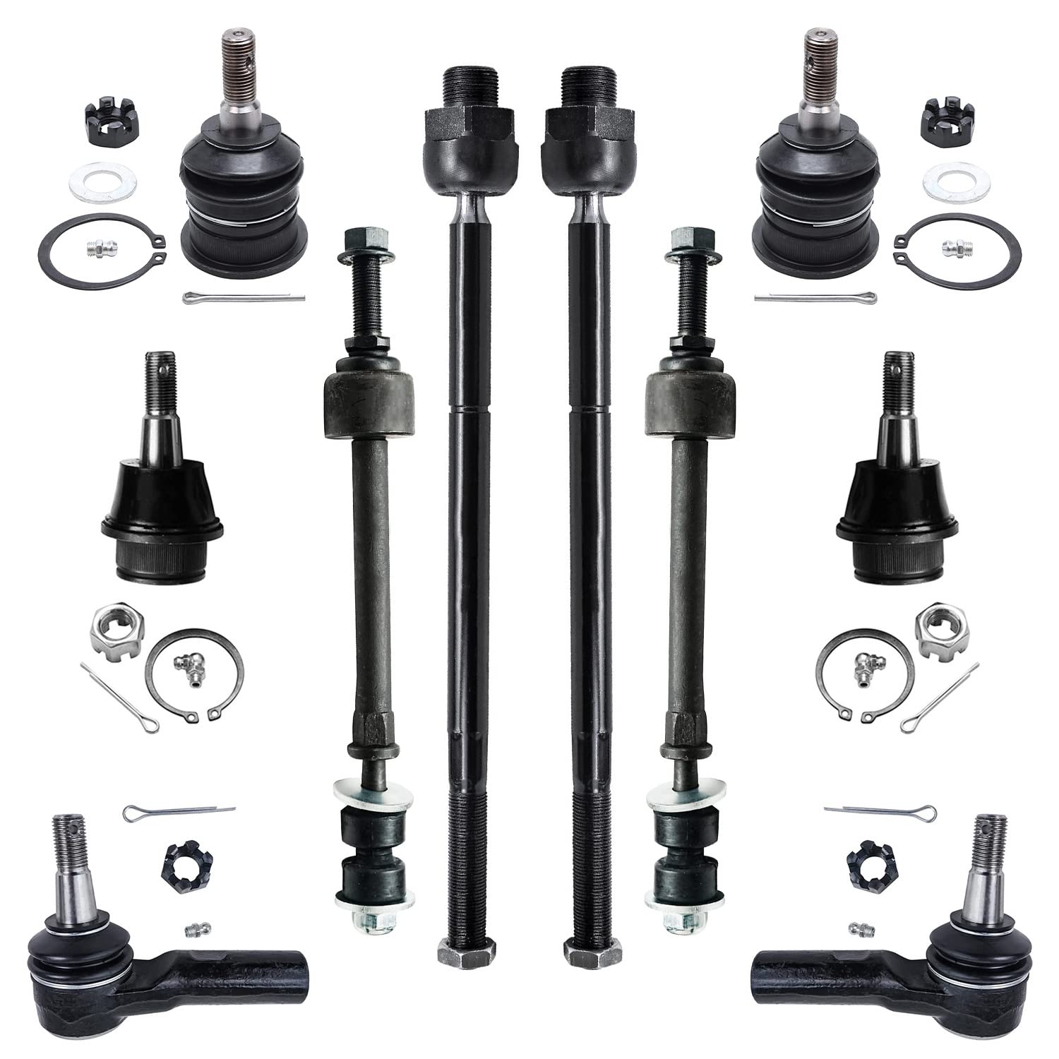 10pc Front Inner Outer Tie Rods Ball Joints Sway Bar Links Suspension Kit